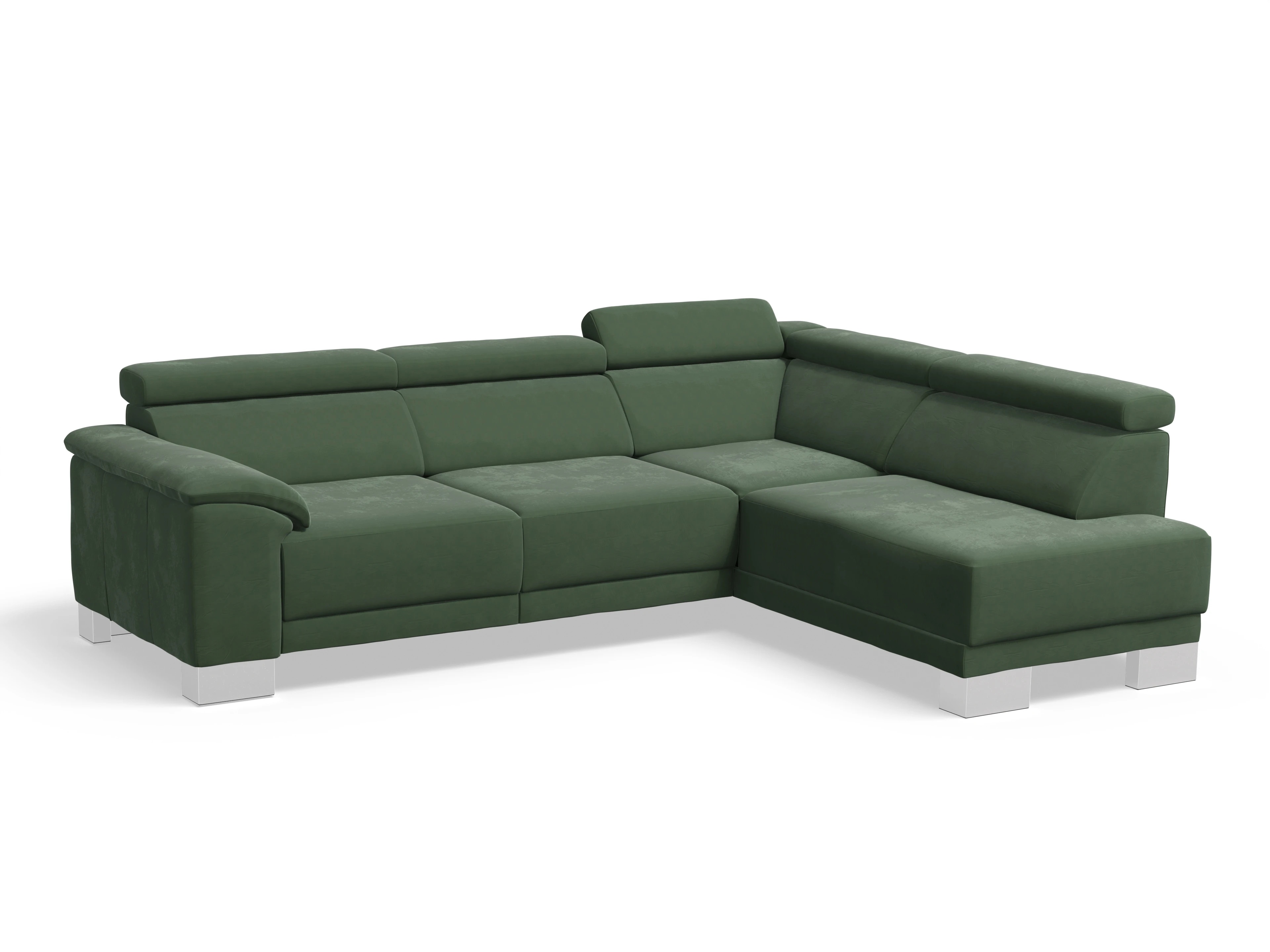 Ansicht des Produktes Antonio Ecksofa rechts Abschluss offen in Stoff Grün