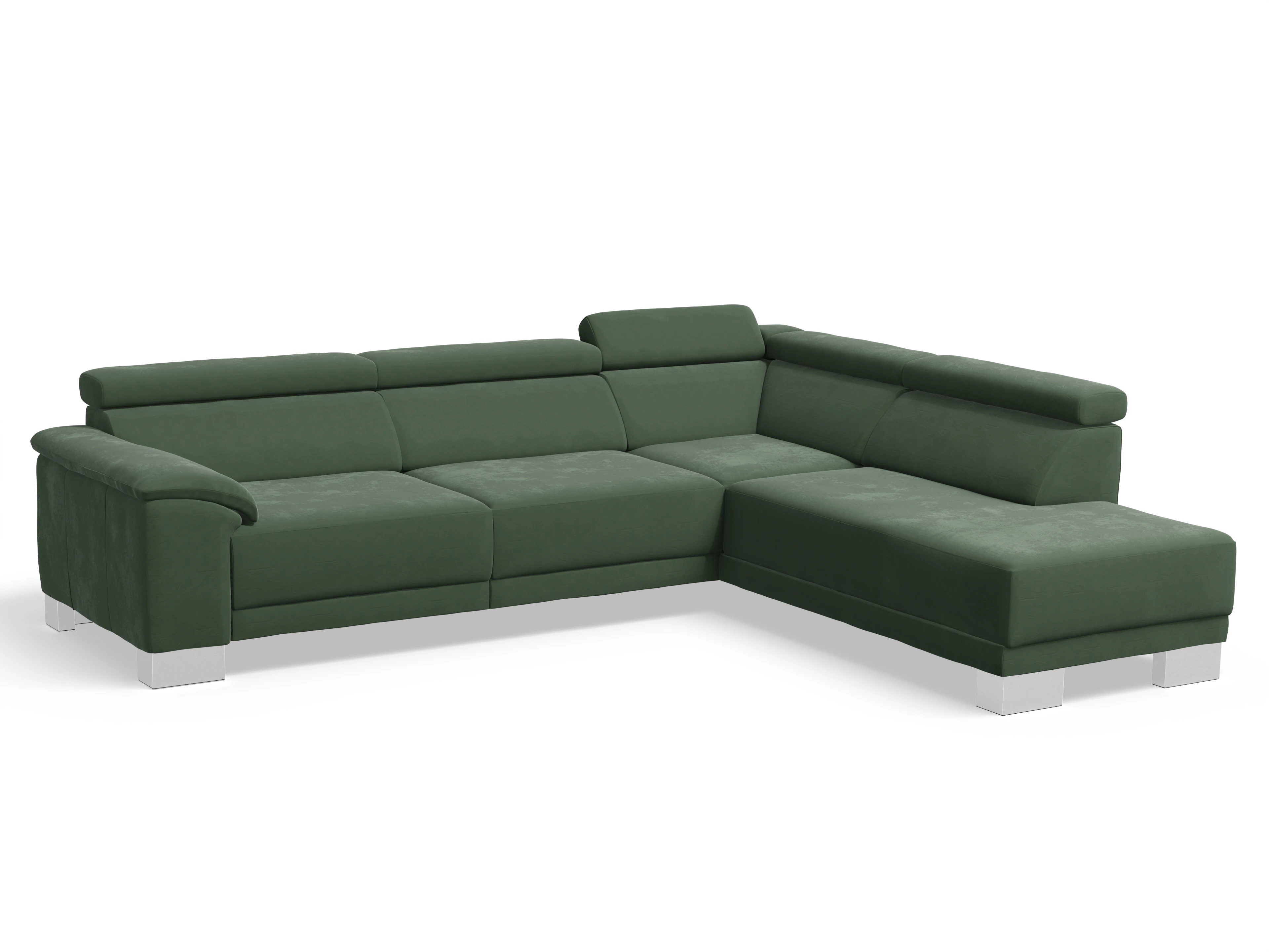 Antonio Ecksofa UM Large Plus R Ansicht des Produktes Antonio Ecksofa rechts Abschluss offen in Stoff Grün