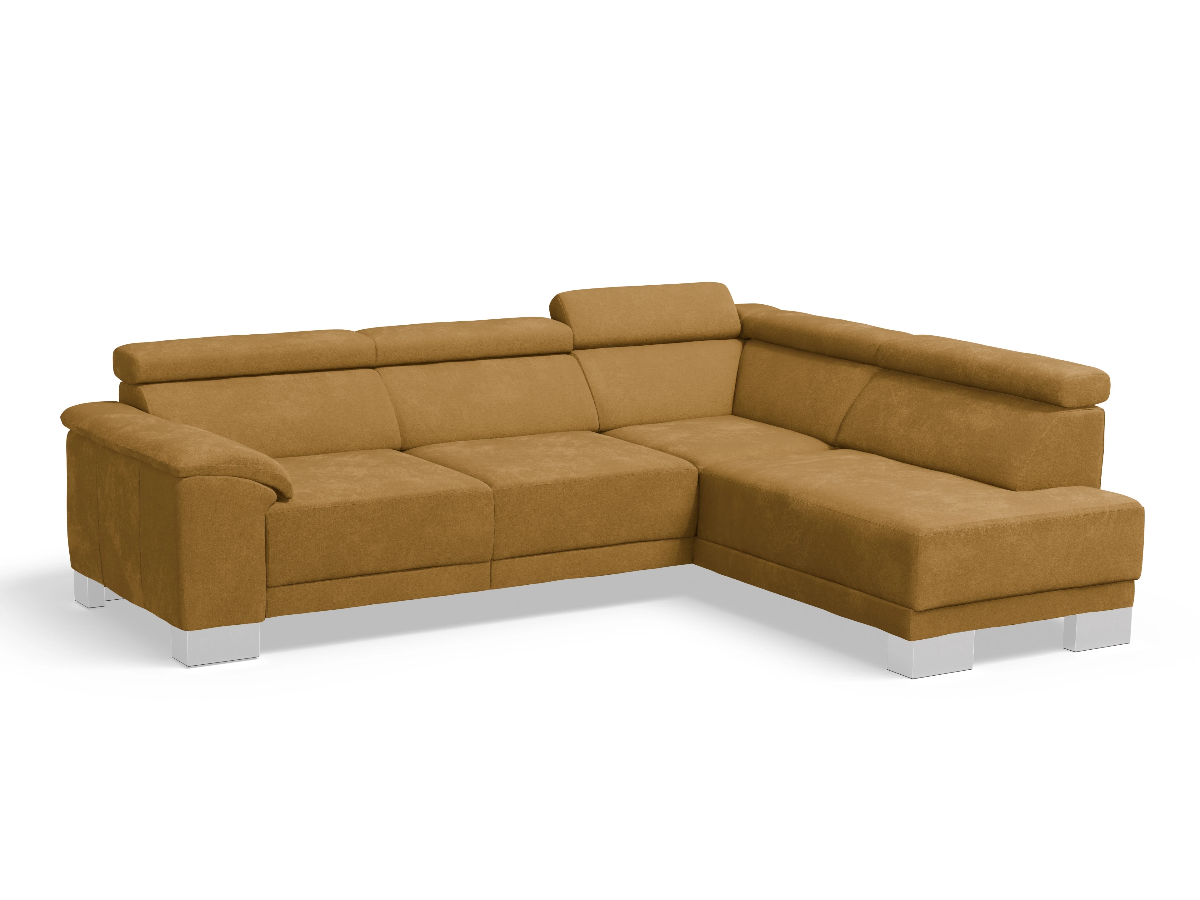Antonio Ecksofa UM Medium R Ansicht des Produktes Antonio Ecksofa rechts Abschluss offen in Stoff Braun