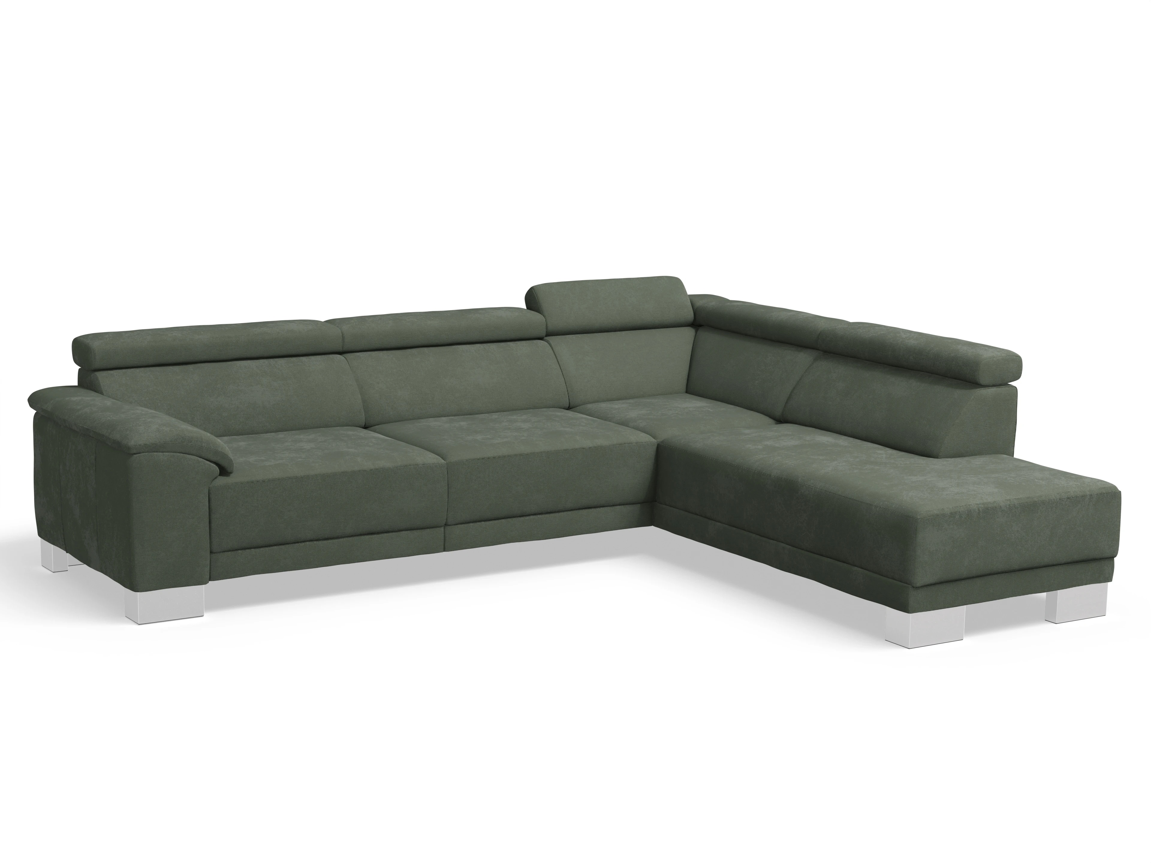 Antonio Ecksofa UM Large Plus R Ansicht des Produktes Antonio Ecksofa rechts Abschluss offen in Stoff Grün