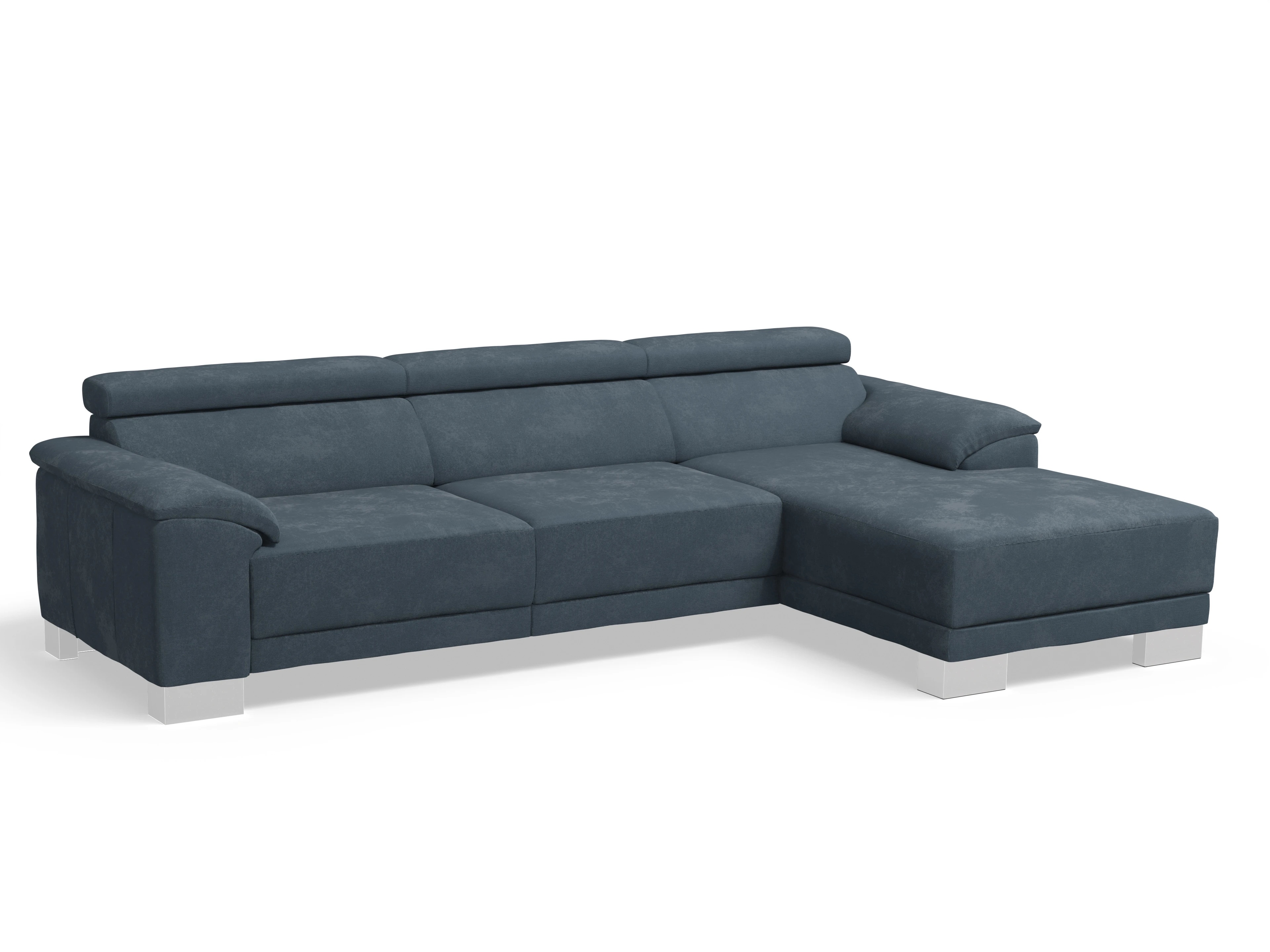 Ansicht des Produktes Antonio Ecksofa rechts Abschluss offen in Stoff Blau
