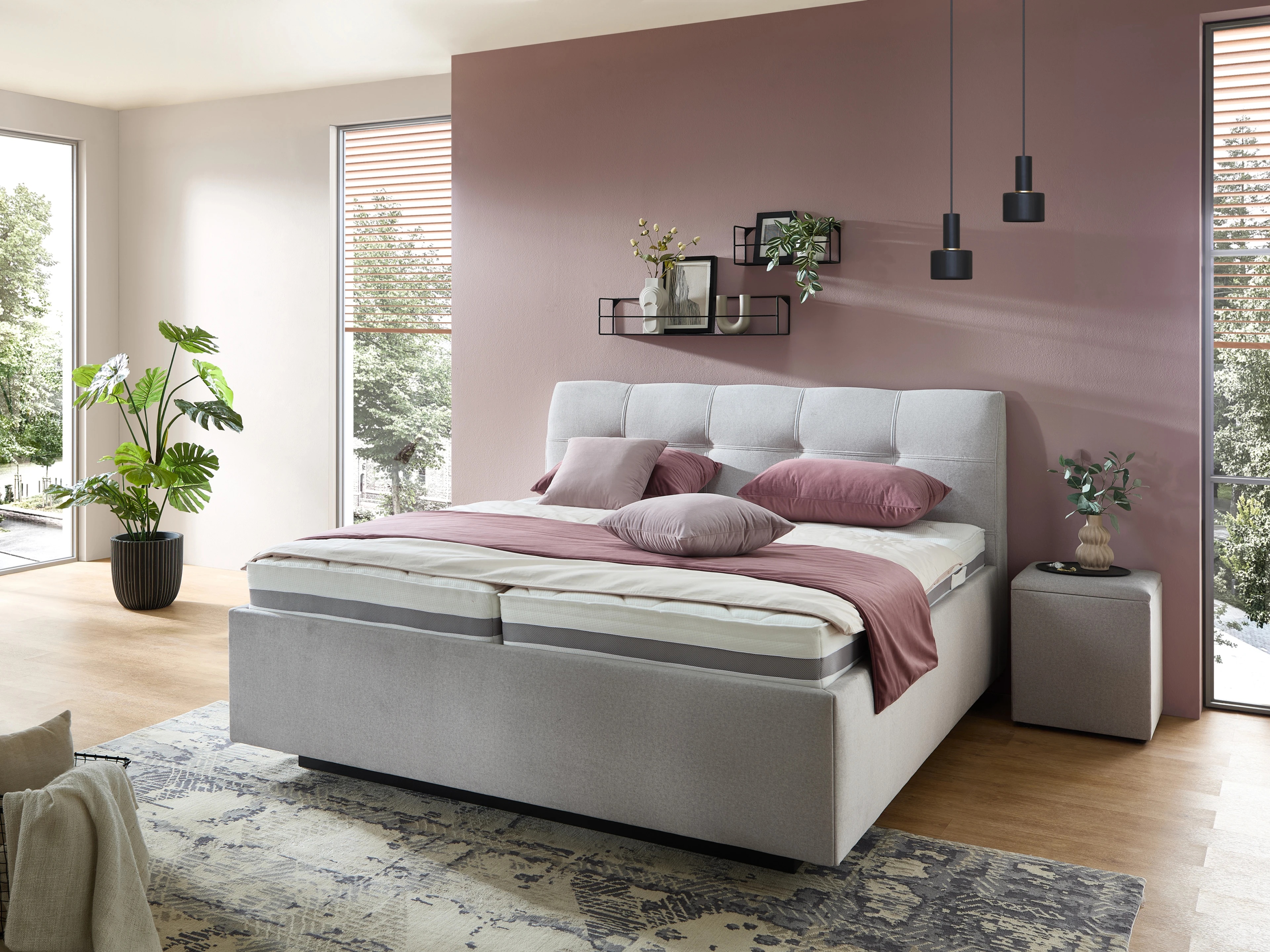 Polsterbett Evo 600/2 mit Stauraum 180x200cm Ansicht des Produktes EVO 600/2 Boxspringbett in Stoff Grau