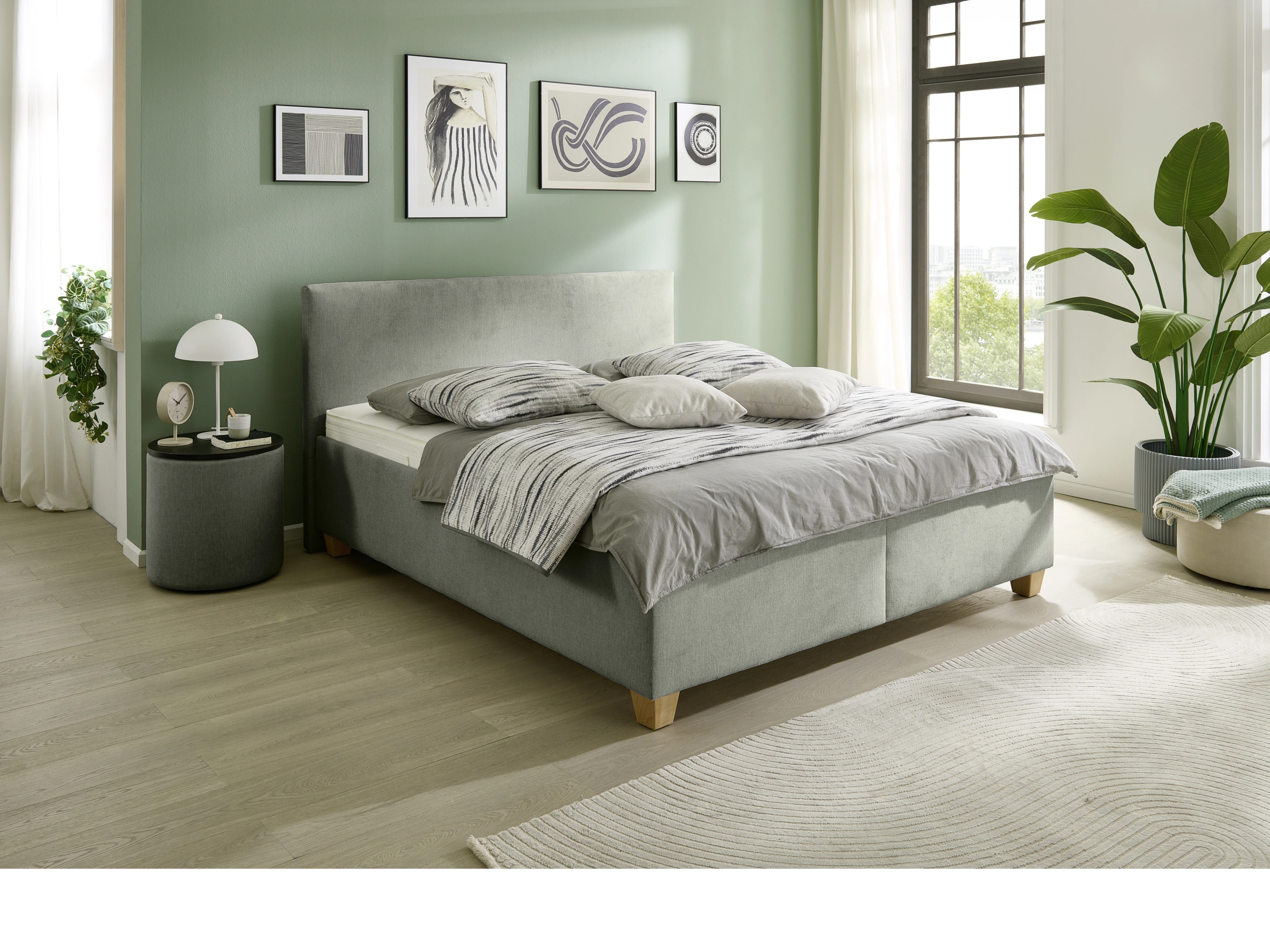 Ansicht des Produktes PB-3000 Boxspringbett in Stoff Grün