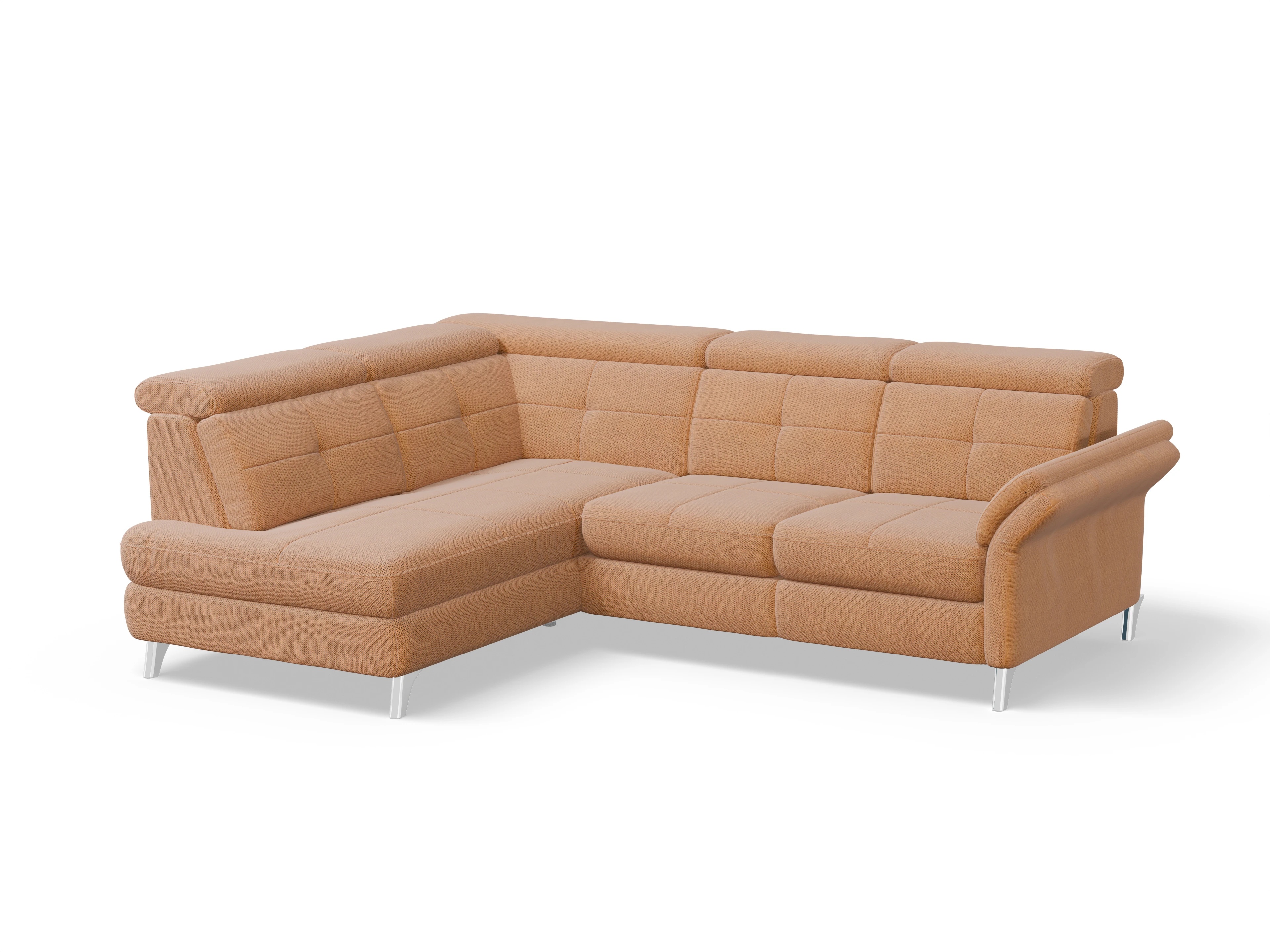 Alizee KO Medium L Ansicht des Produktes Alizee Ecksofa links Abschluss offen in Stoff Gelb