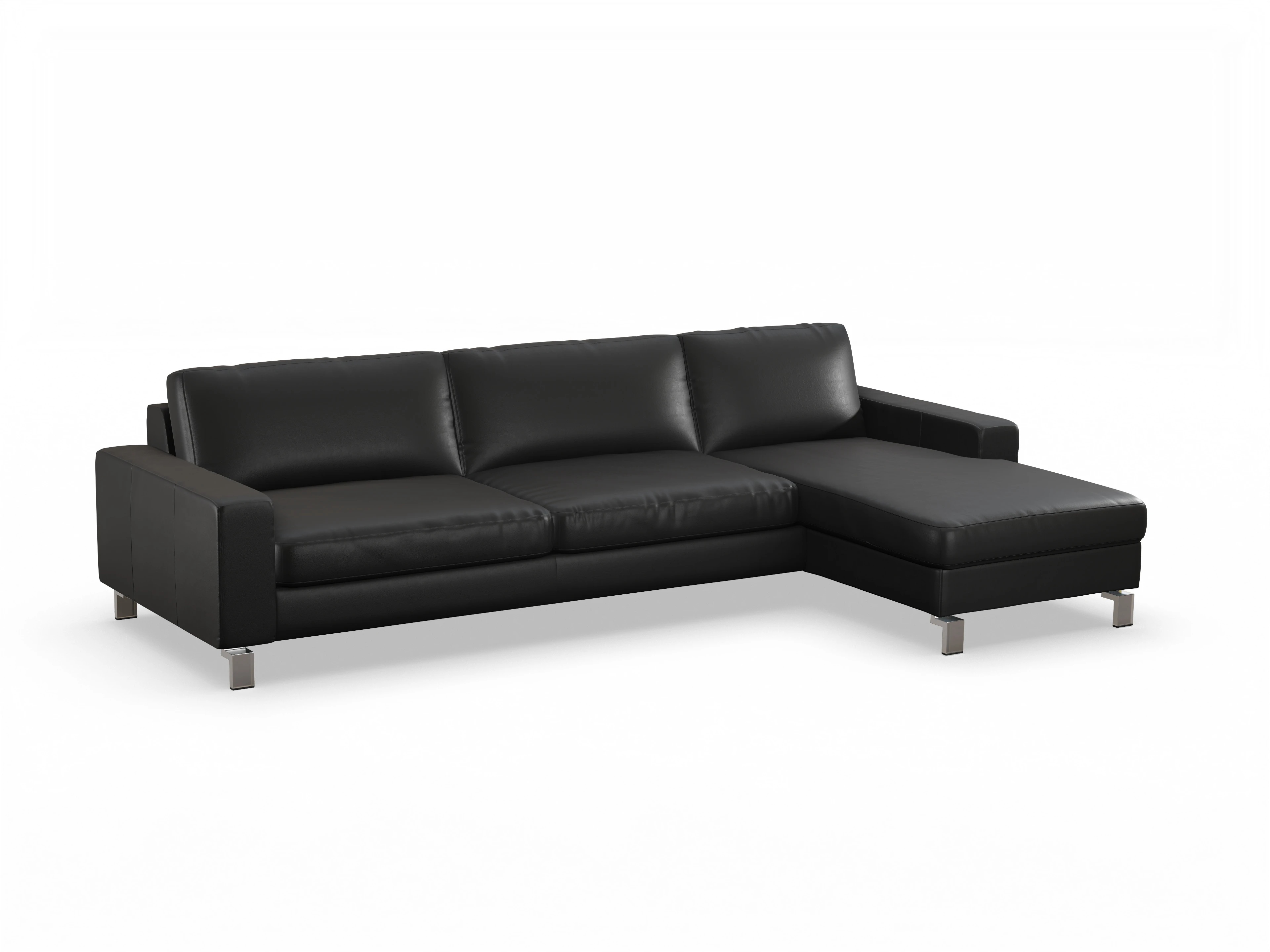 Ansicht des Produktes Indiana Ecksofa rechts Abschluss offen in Leder Schwarz