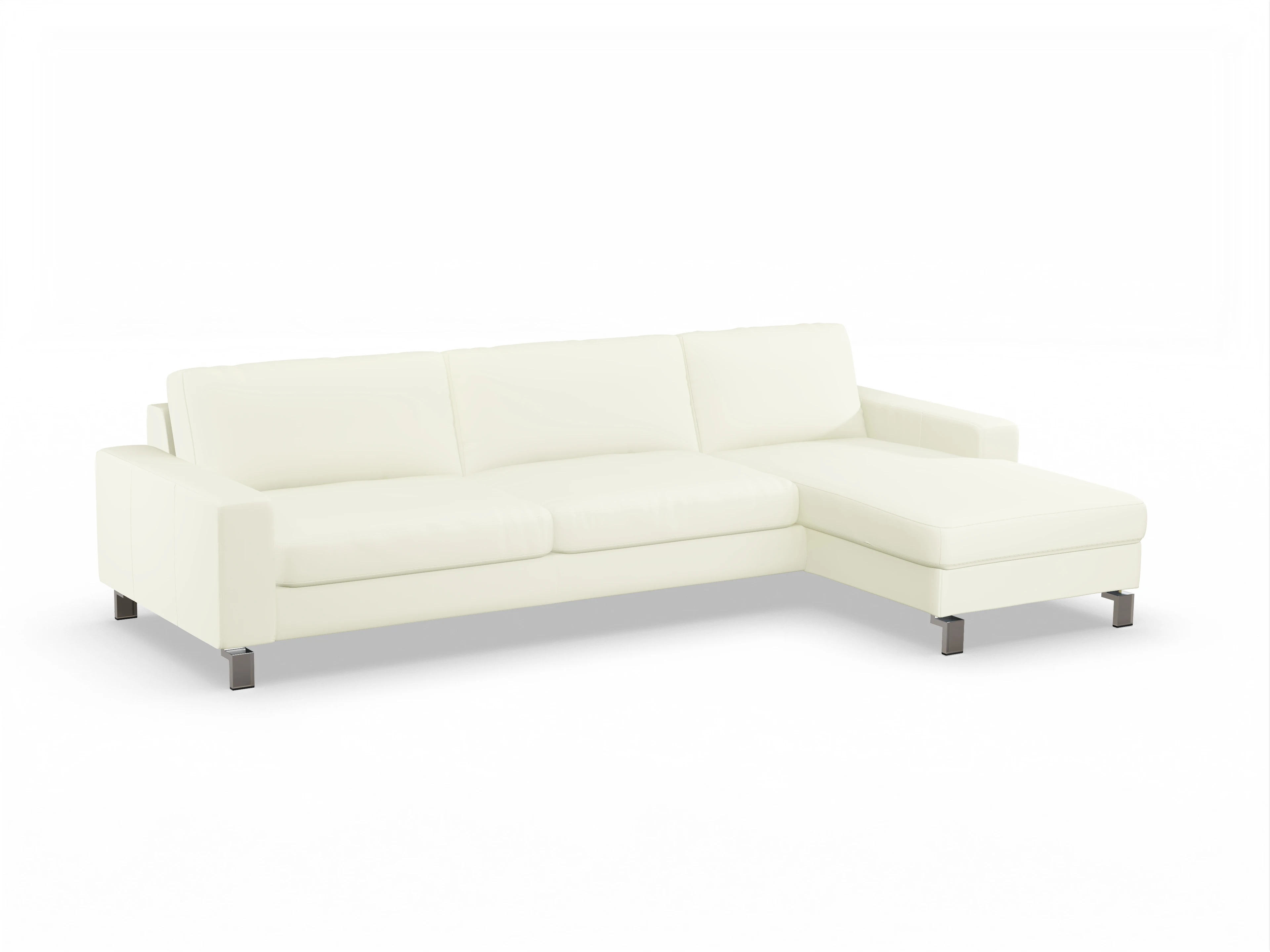 Ansicht des Produktes Indiana Ecksofa rechts Abschluss offen in Leder Weiss