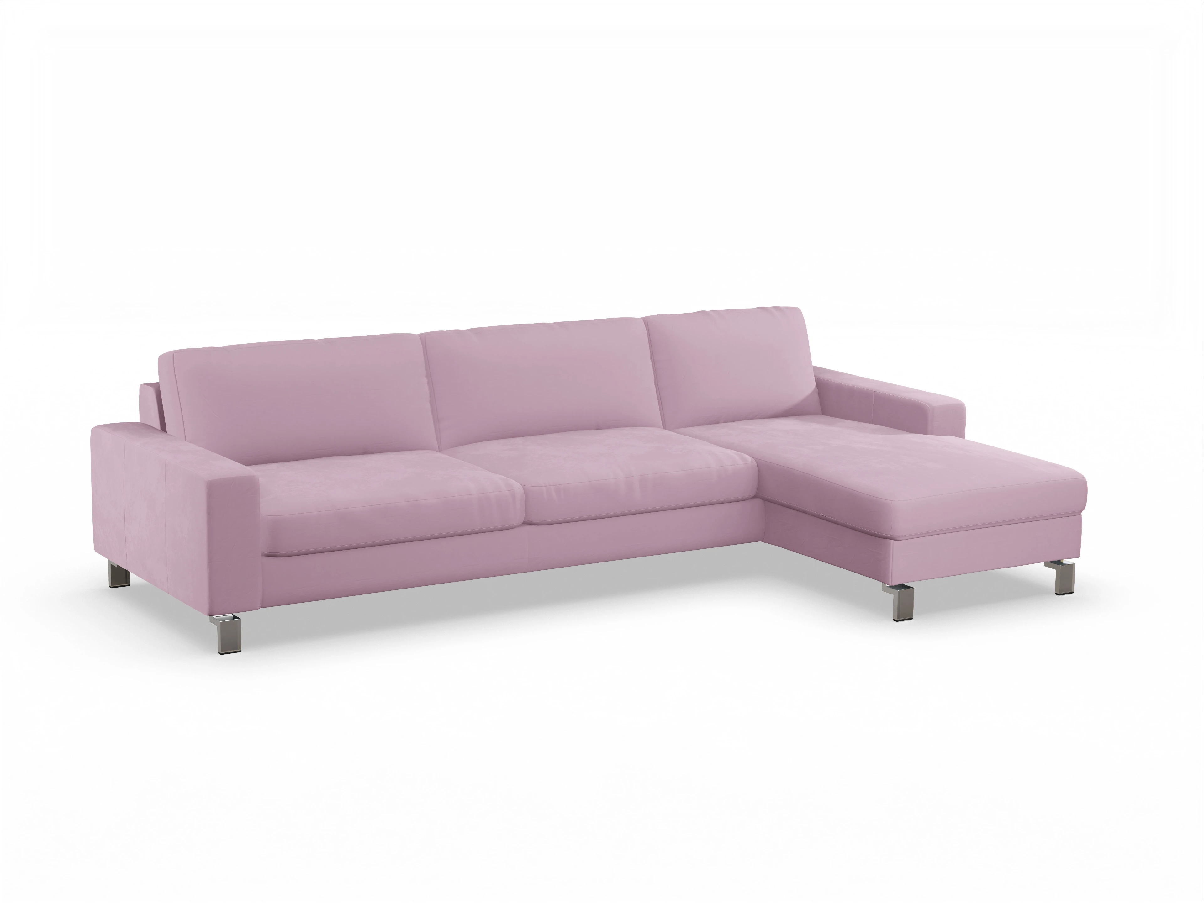 Ansicht des Produktes Indiana Ecksofa rechts Abschluss offen in Stoff Rosa