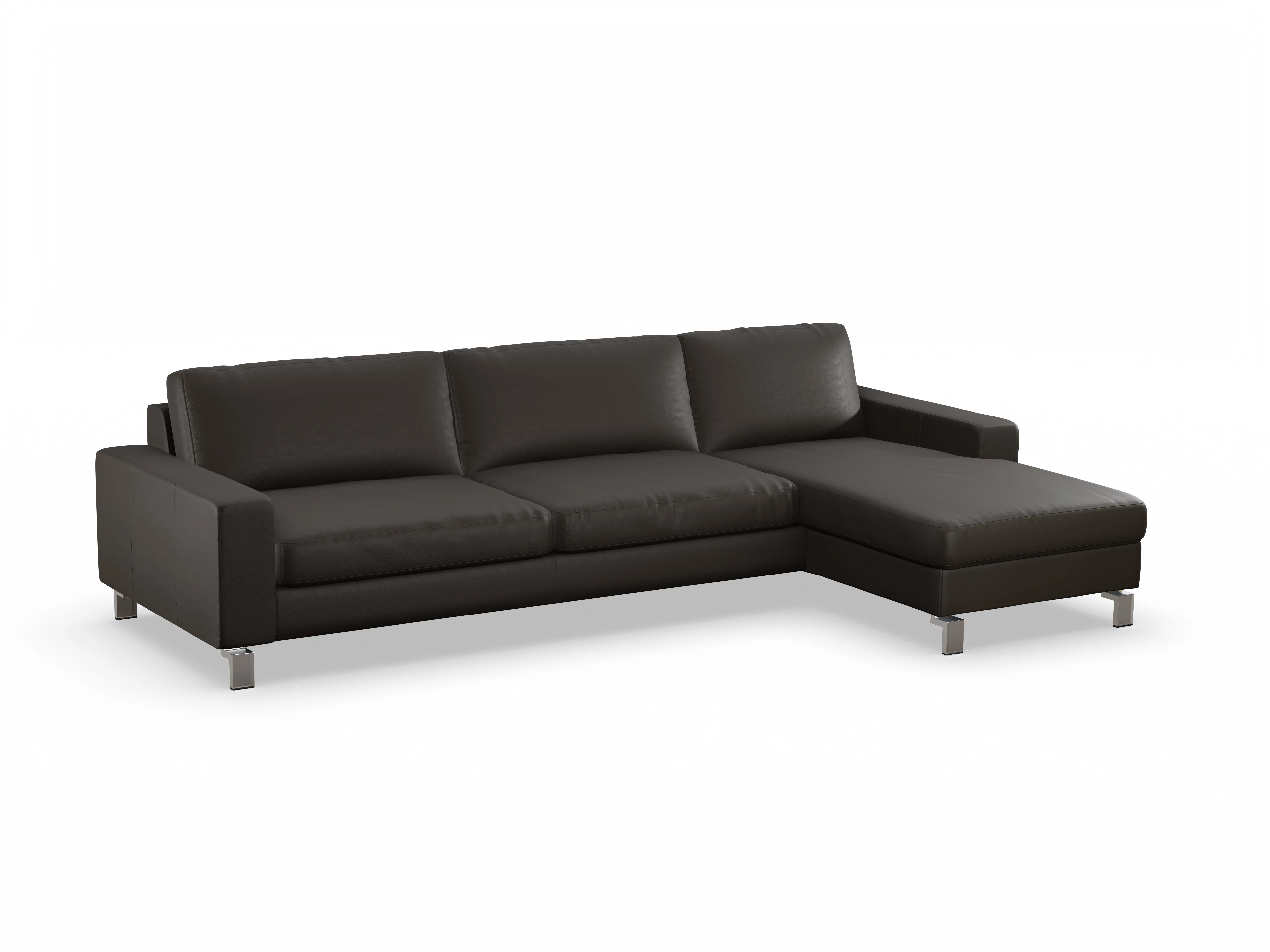 Ansicht des Produktes Indiana Ecksofa rechts Abschluss offen in Leder Braun