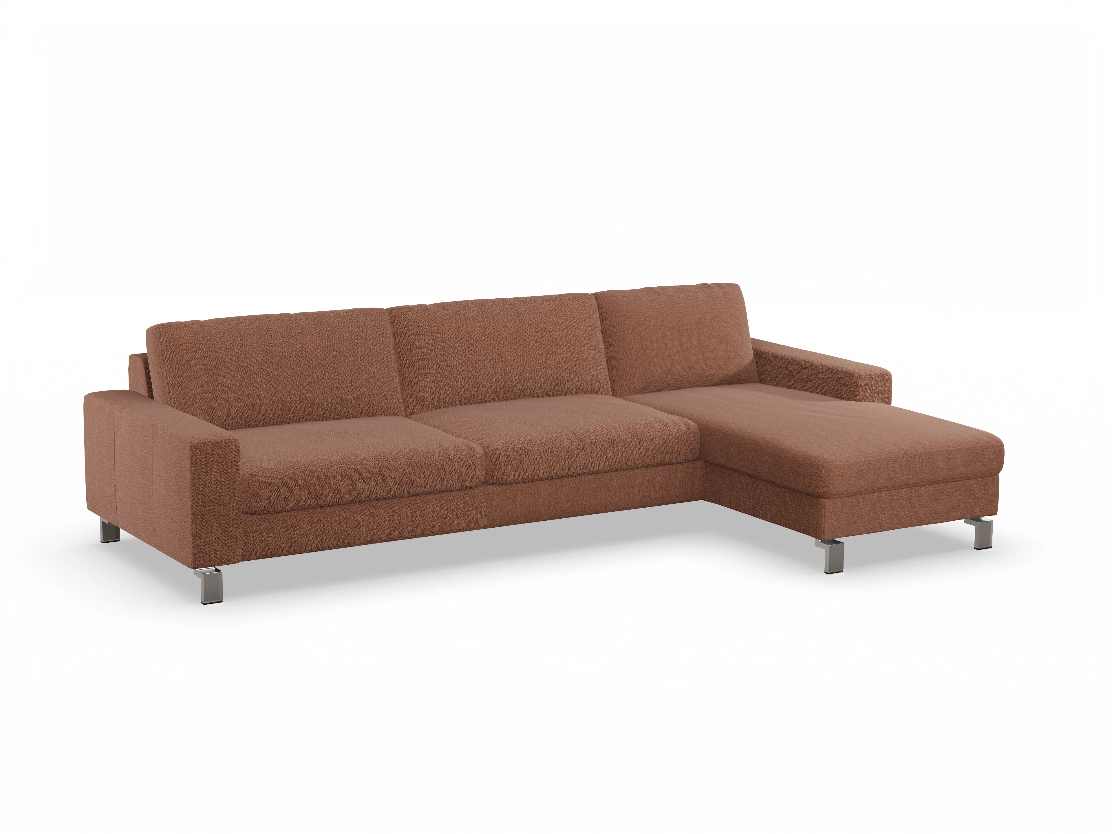 Ansicht des Produktes Indiana Ecksofa rechts Abschluss offen in Stoff Orange