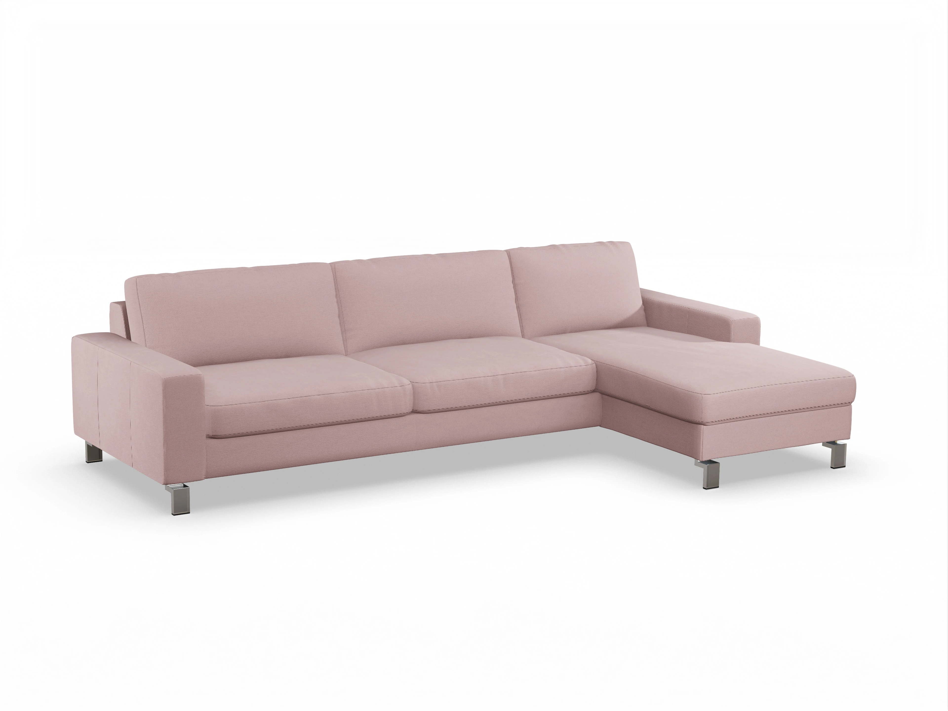 Ansicht des Produktes Indiana Ecksofa rechts Abschluss offen in Stoff Rosa