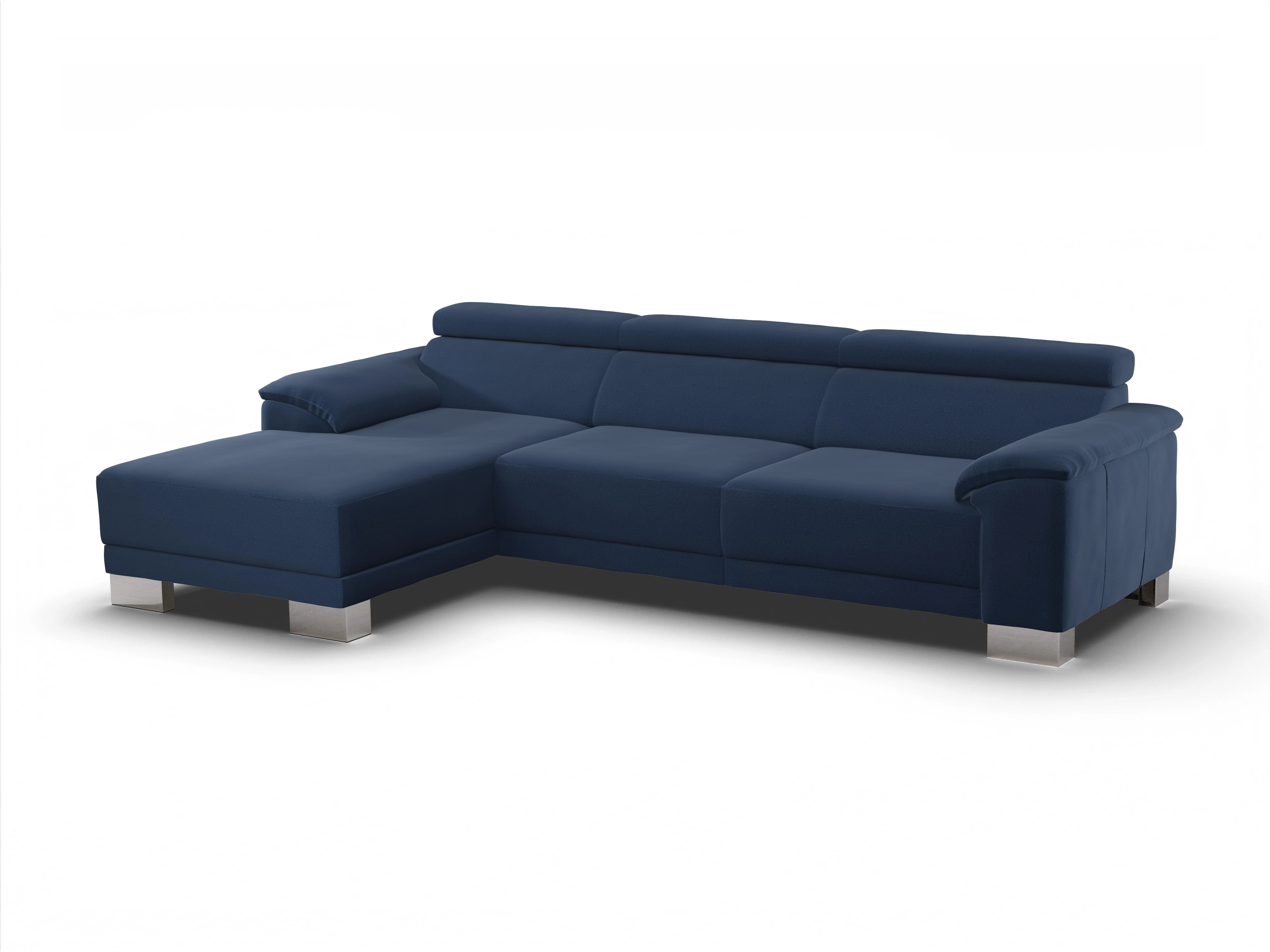 Ansicht des Produktes Antonio Ecksofa links Abschluss offen in Stoff Blau