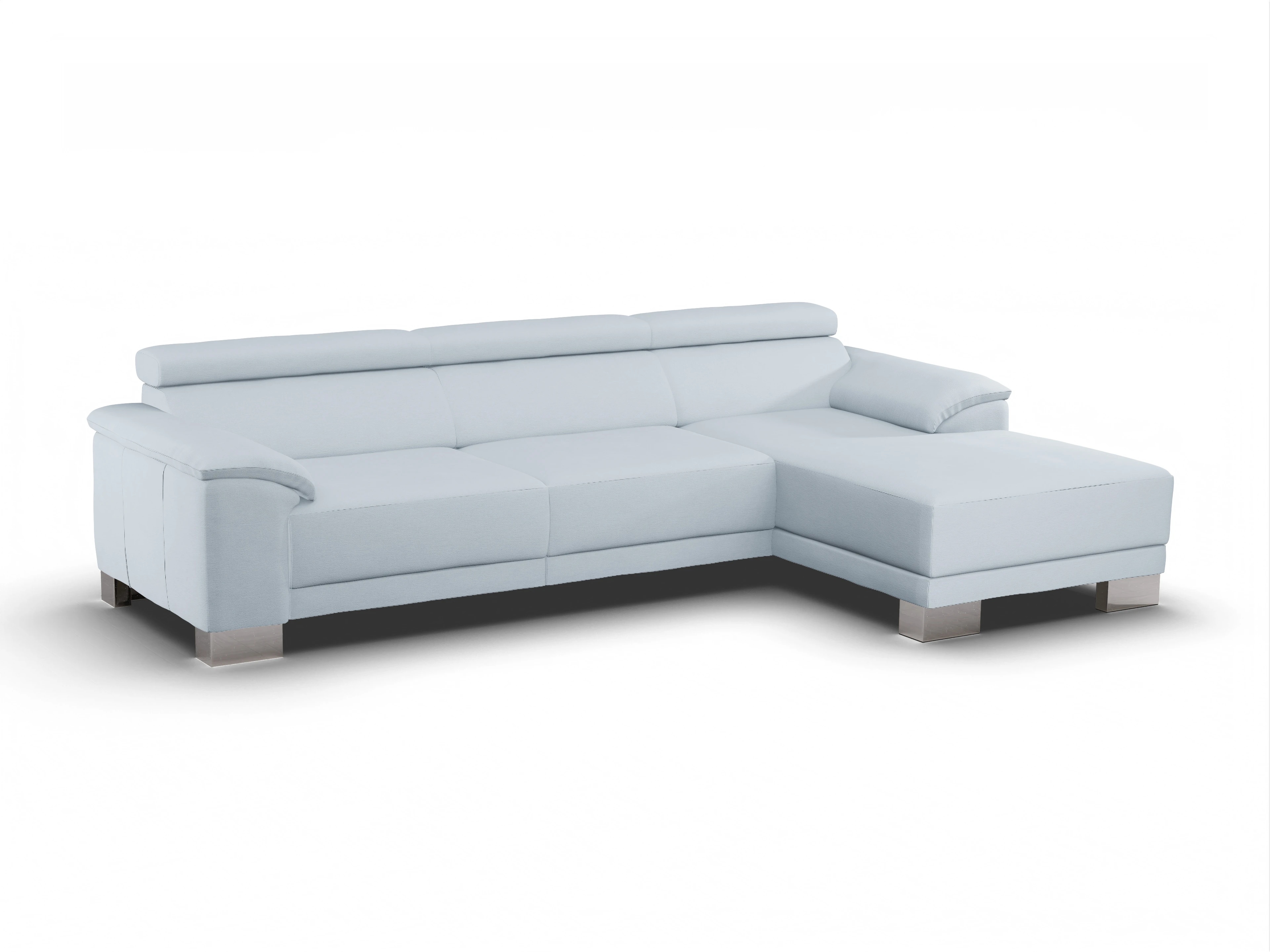 Ansicht des Produktes Antonio Ecksofa rechts Abschluss offen in Stoff Blau