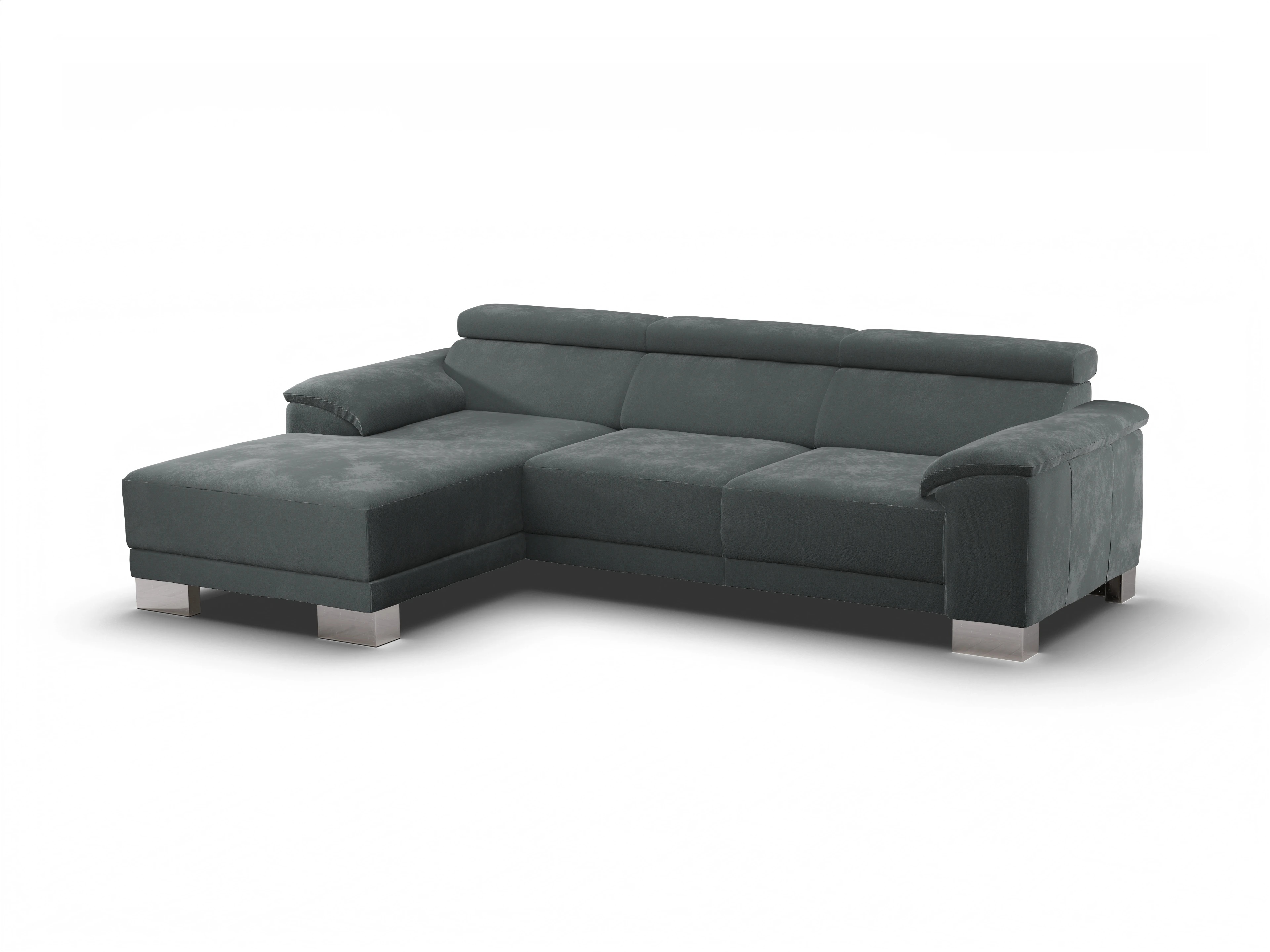 Ansicht des Produktes Antonio Ecksofa links Abschluss offen in Stoff Grau