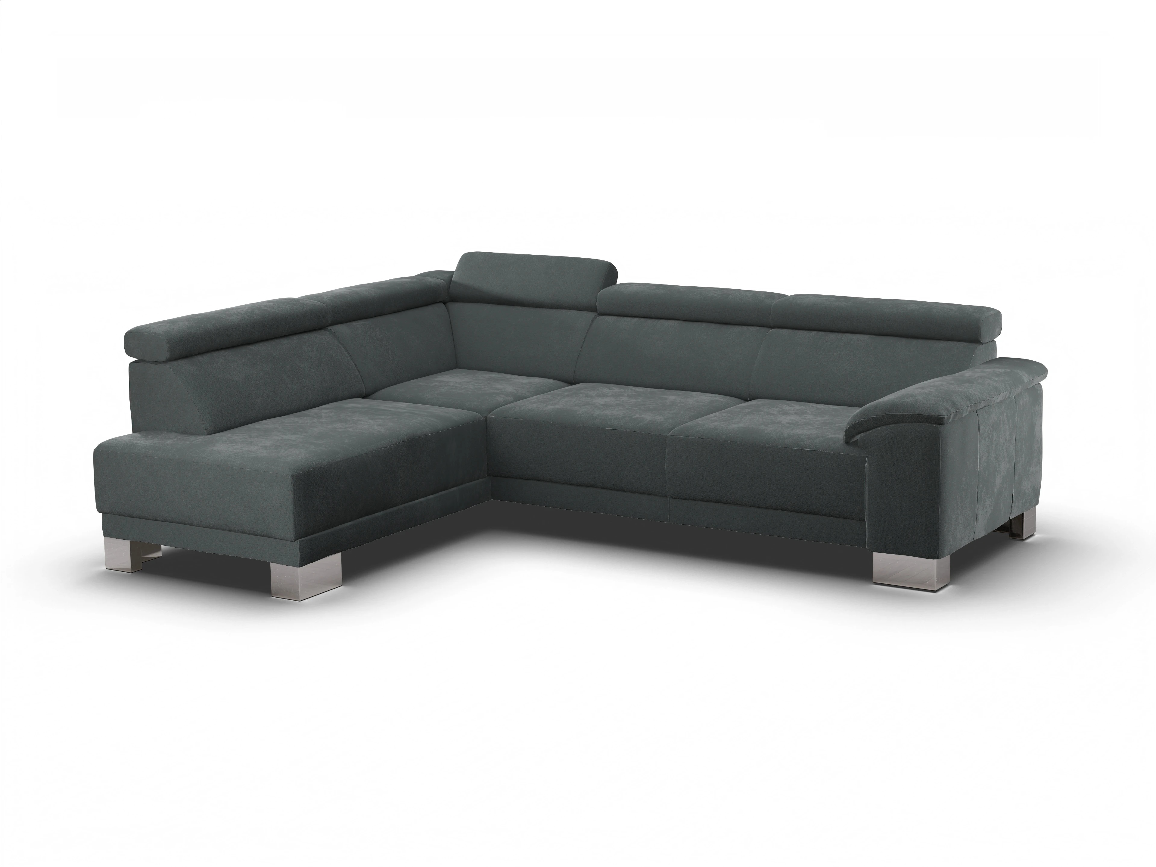 Ansicht des Produktes Antonio Ecksofa links Abschluss offen in Stoff Grau