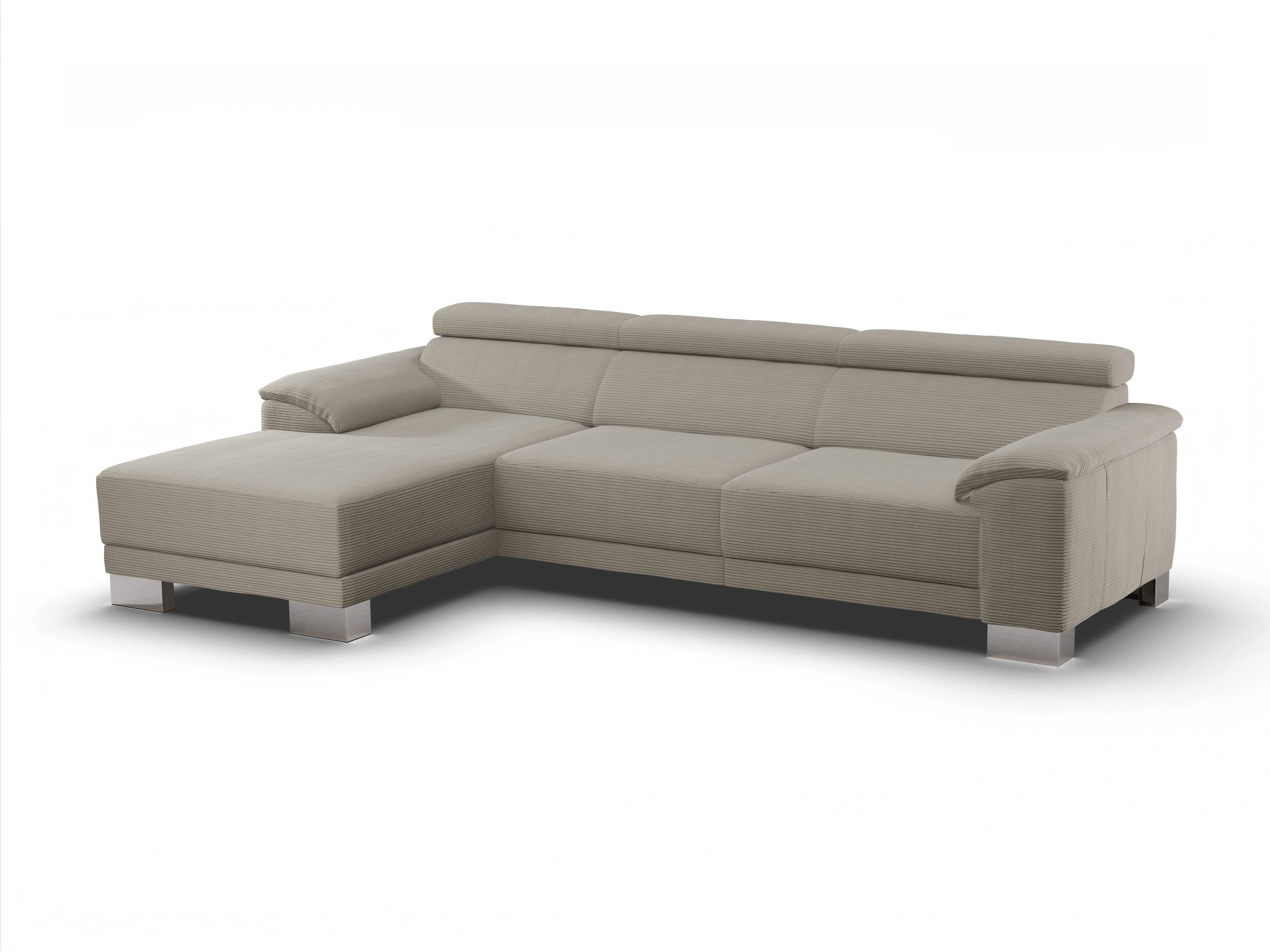 Ansicht des Produktes Antonio Ecksofa links Abschluss offen in Stoff Braun