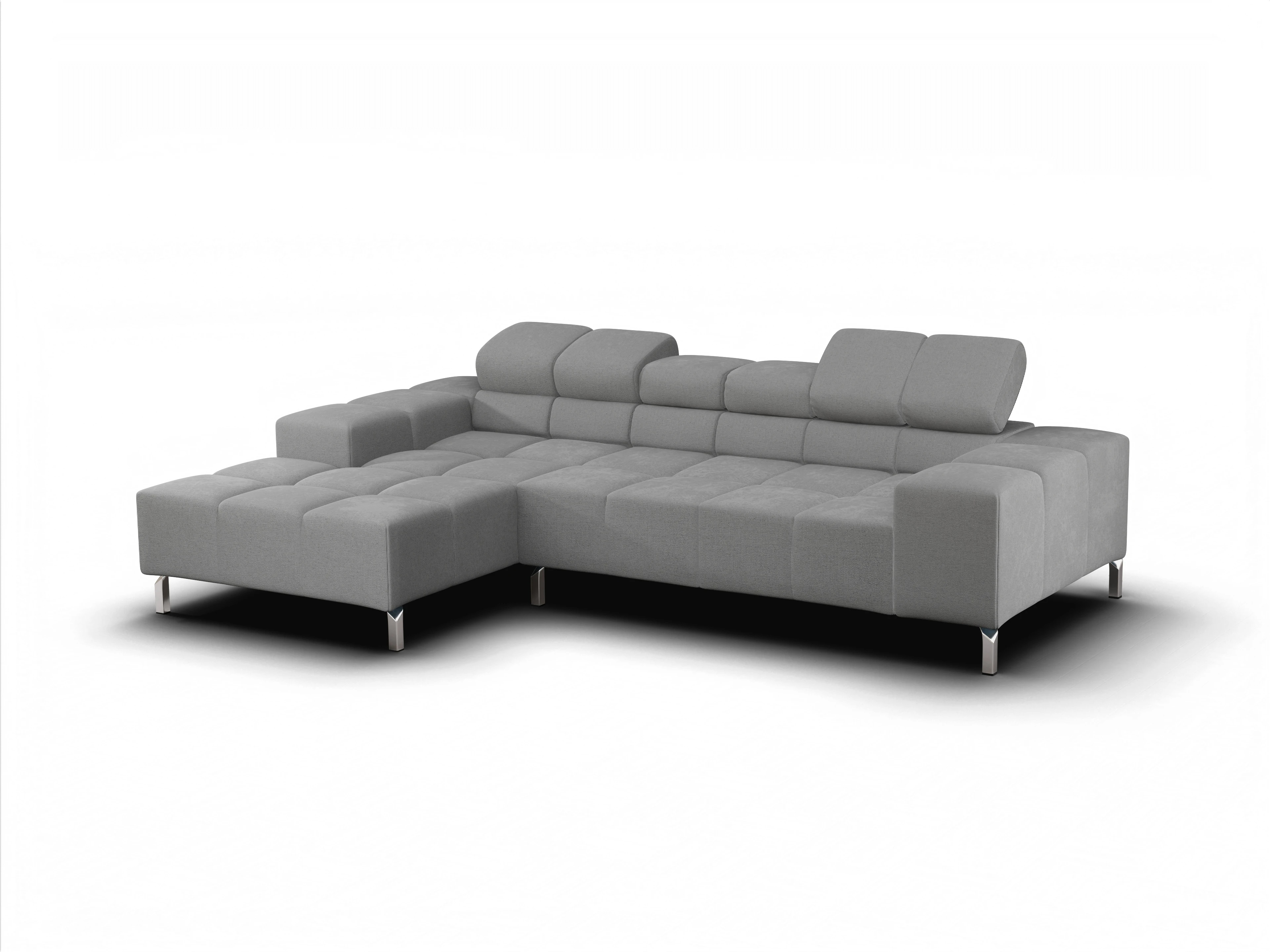 Wilo Ecksofa Longchair L Ansicht des Produktes Wilo Ecksofa links Abschluss offen in Stoff Grau