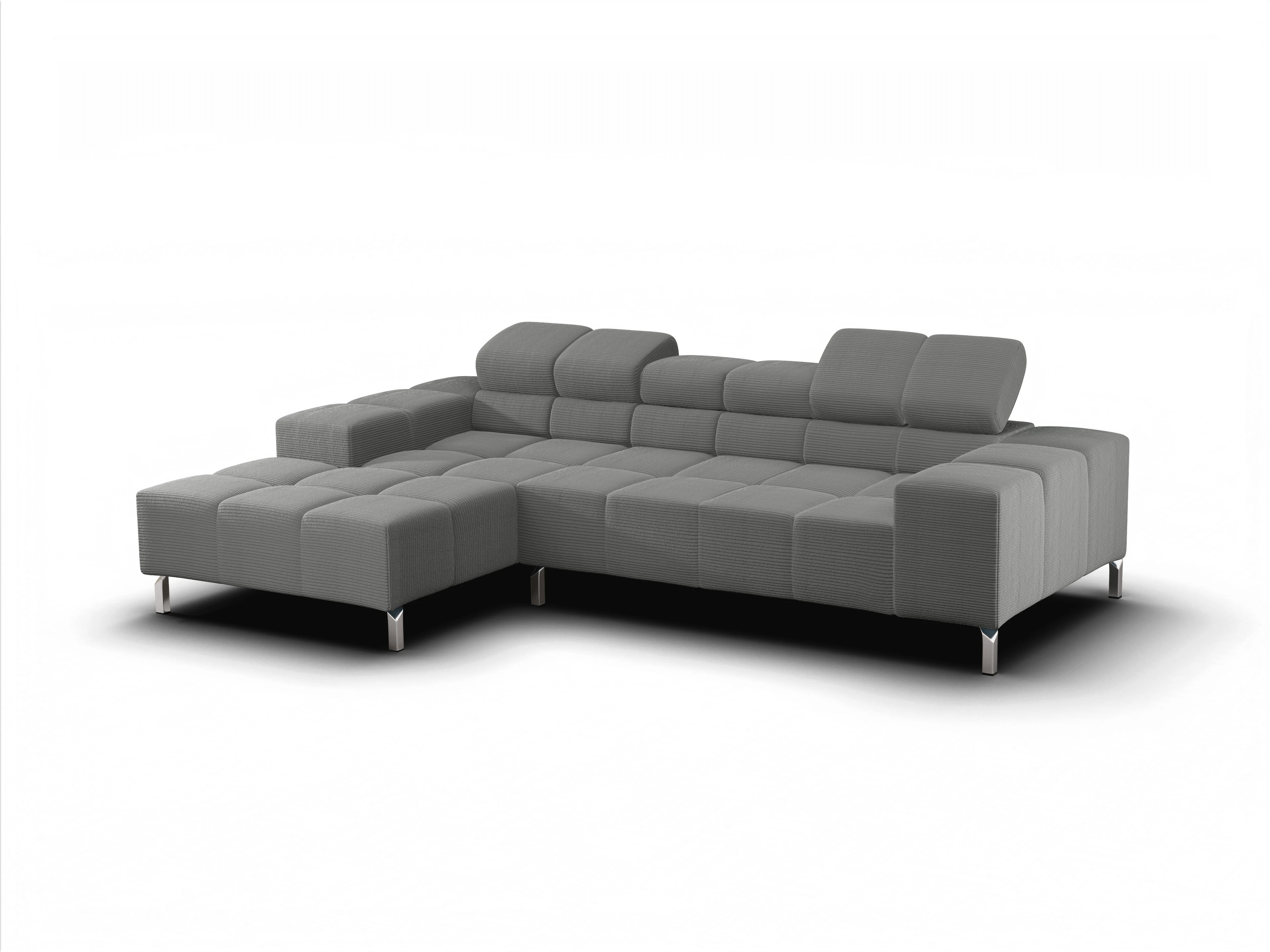 Wilo Ecksofa Longchair L Ansicht des Produktes Wilo Ecksofa links Abschluss offen in Stoff Grau