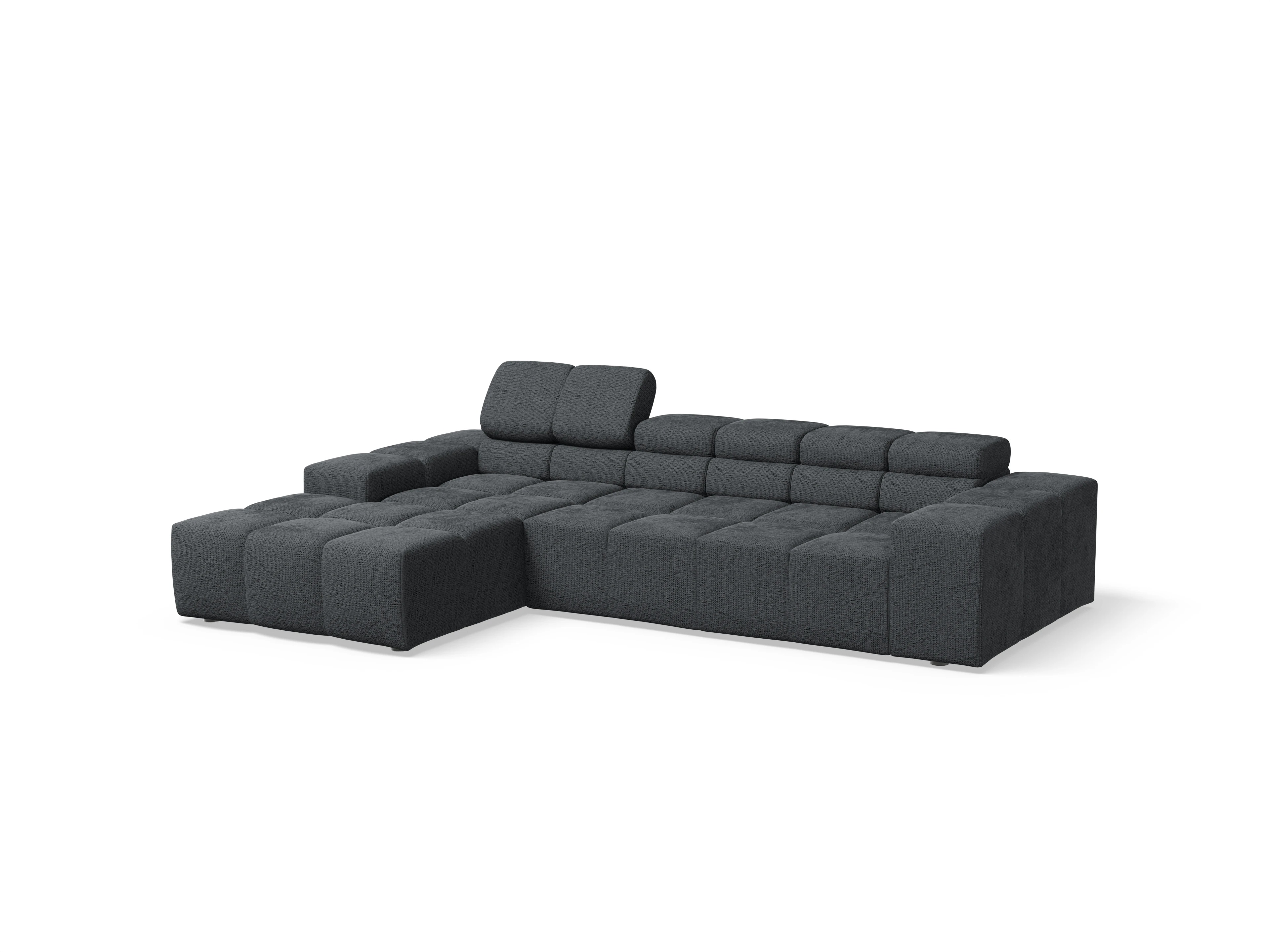 Camara Ecksofa Longchair Medium L Ansicht des Produktes Camara 2.0 Ecksofa links Abschluss offen in Stoff Grau
