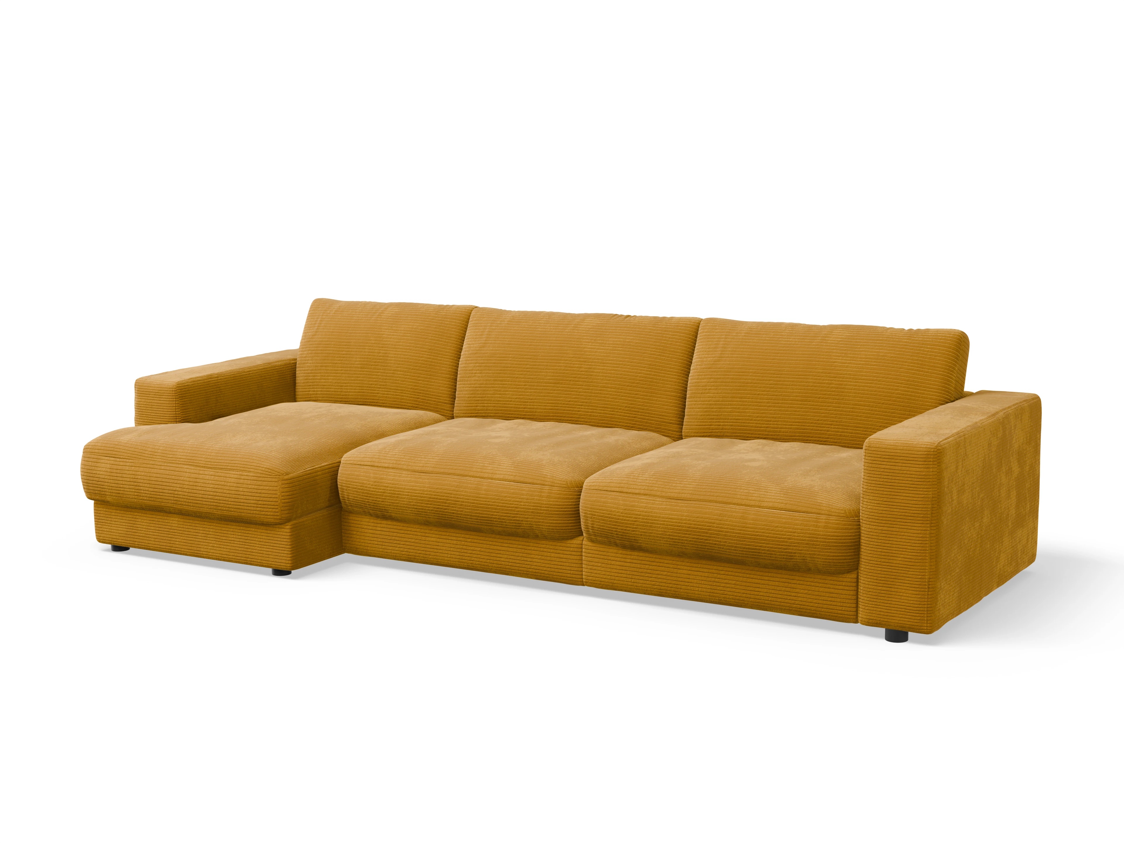 Mammut Ecksofa LOklein 2XL L Ansicht des Produktes Mammut Plus 2.0 Ecksofa links Abschluss offen in Stoff Gelb