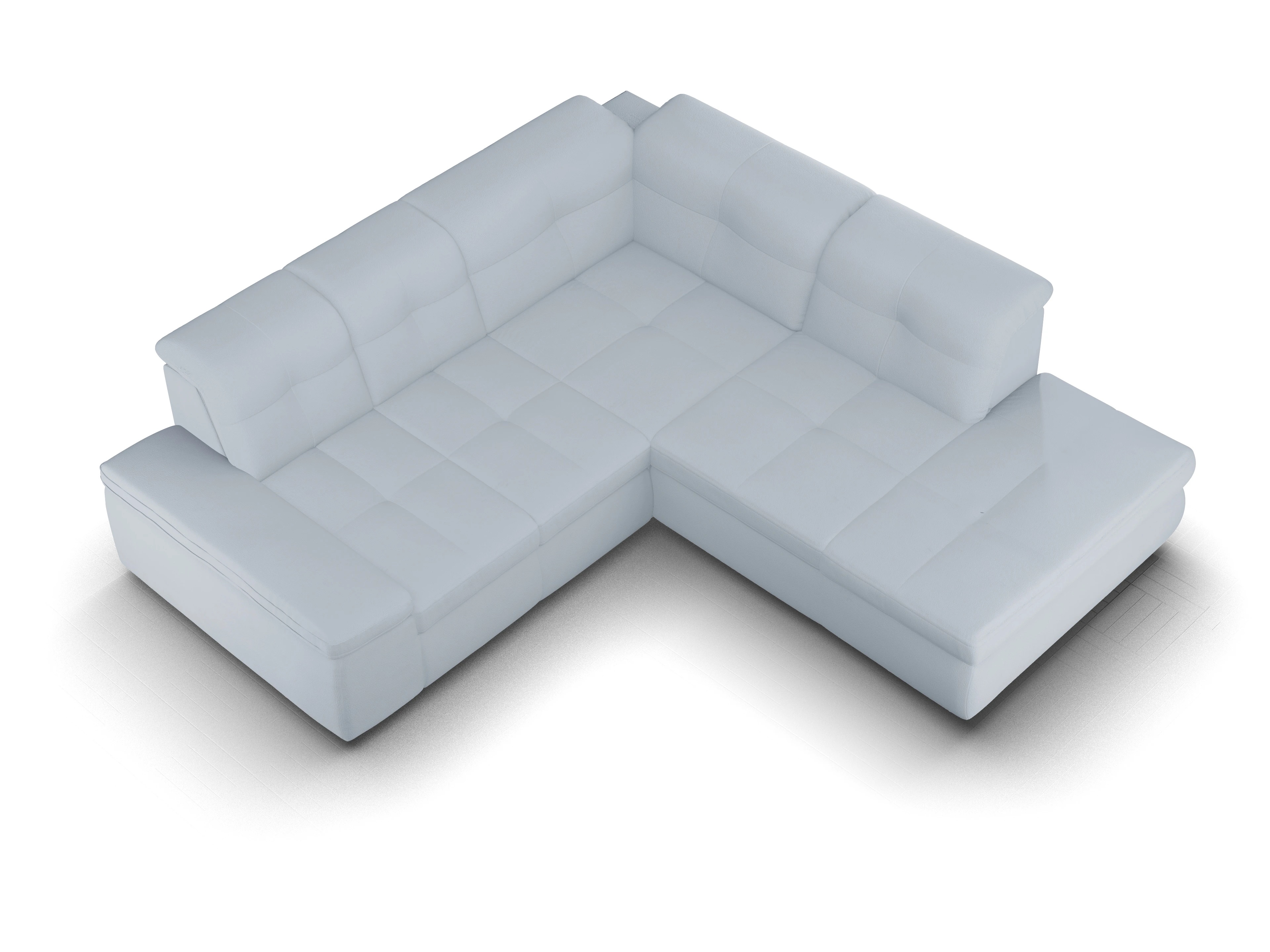 Sitz Concept smart 1001 Ecksofa 1,5Aho SE Small R Ansicht des Produktes SC Smart 1001 Ecksofa rechts Abschluss offen in Stoff Blau