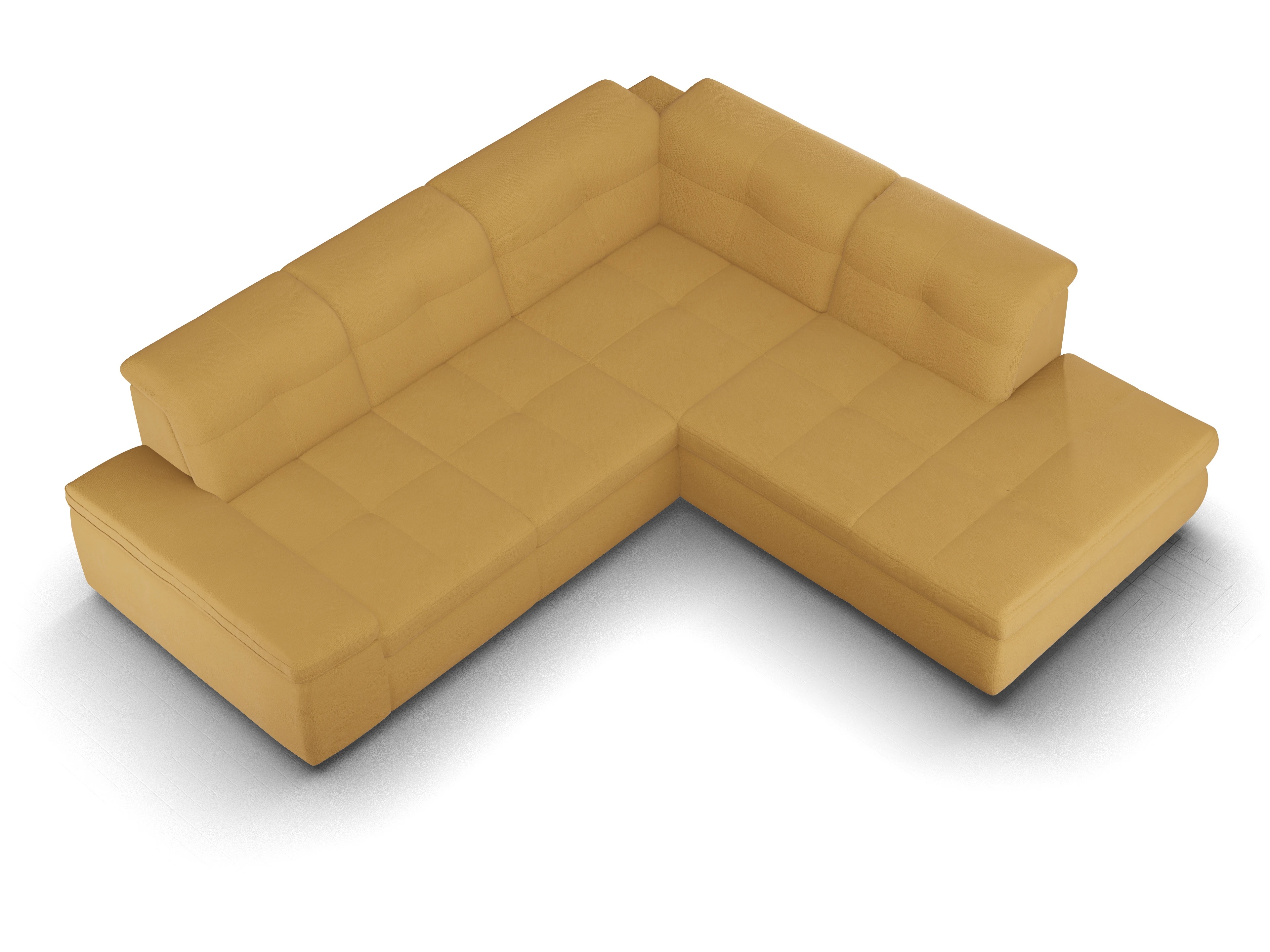 Sitz Concept smart 1001 Ecksofa 1,5Aho SE Medium R Ansicht des Produktes SC Smart 1001 Ecksofa rechts Abschluss offen in Stoff Gelb