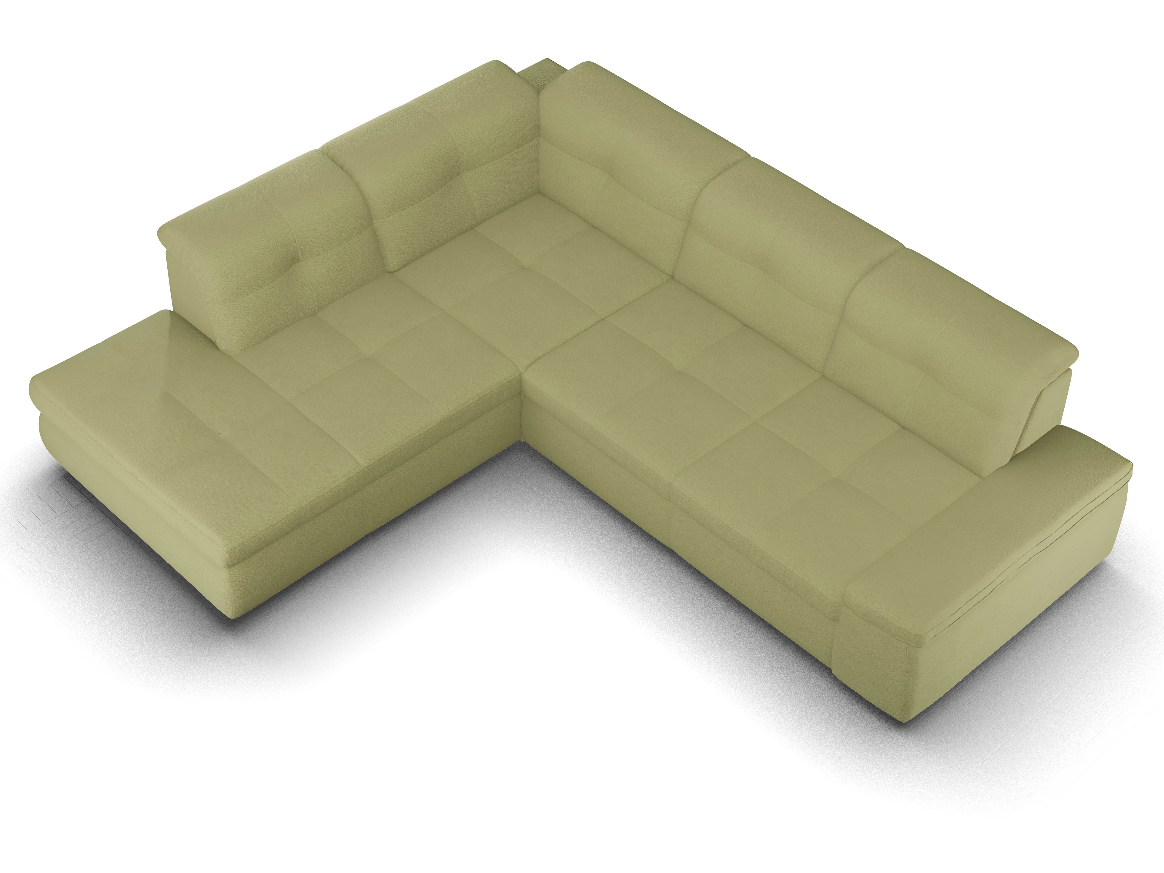 Sitz Concept smart 1001 Ecksofa 1,5Aho SE Large L Ansicht des Produktes SC Smart 1001 Ecksofa links Abschluss offen in Stoff Grün