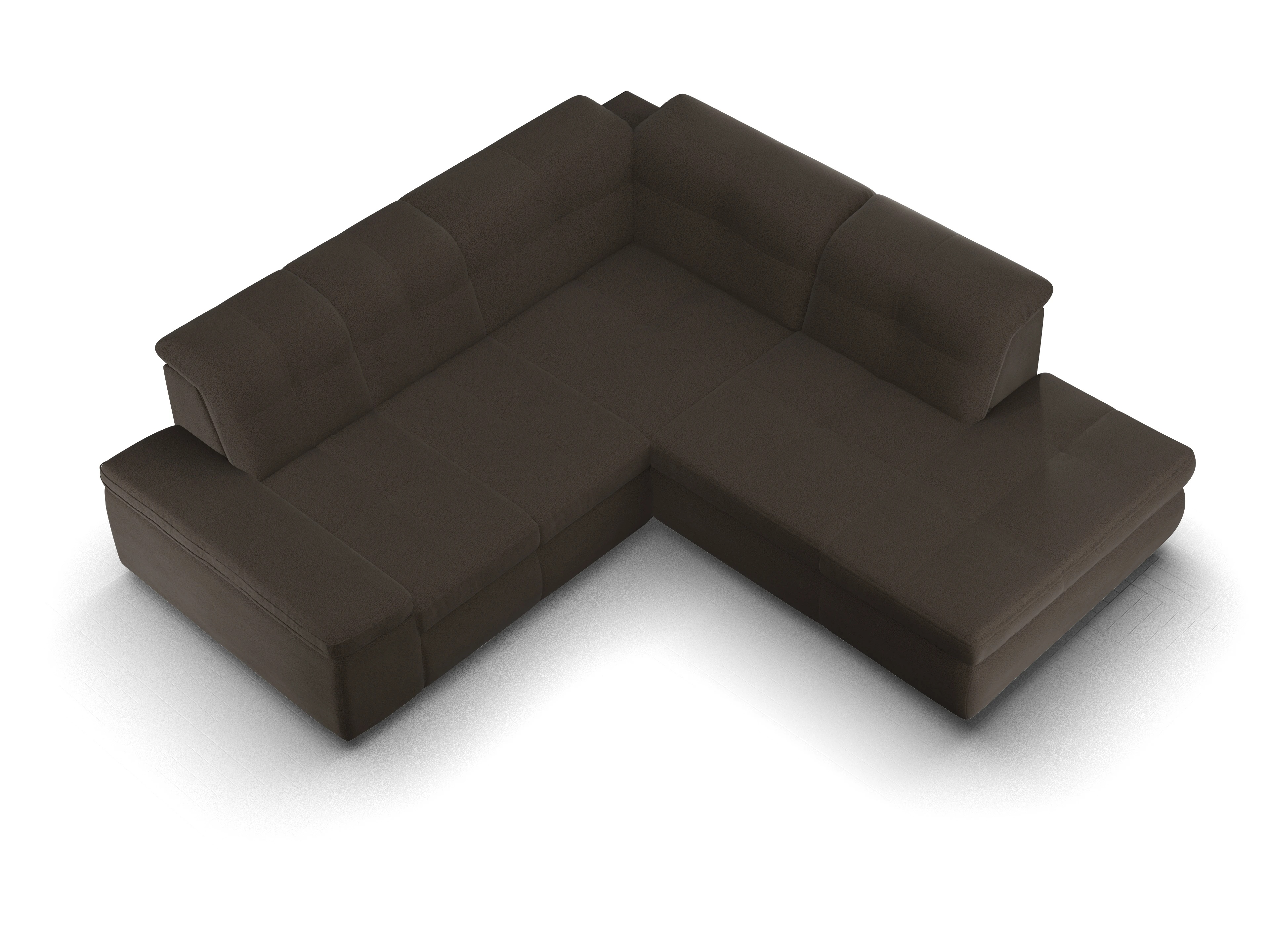 Ansicht des Produktes SC Smart 1001 Ecksofa rechts Abschluss offen in Stoff Braun