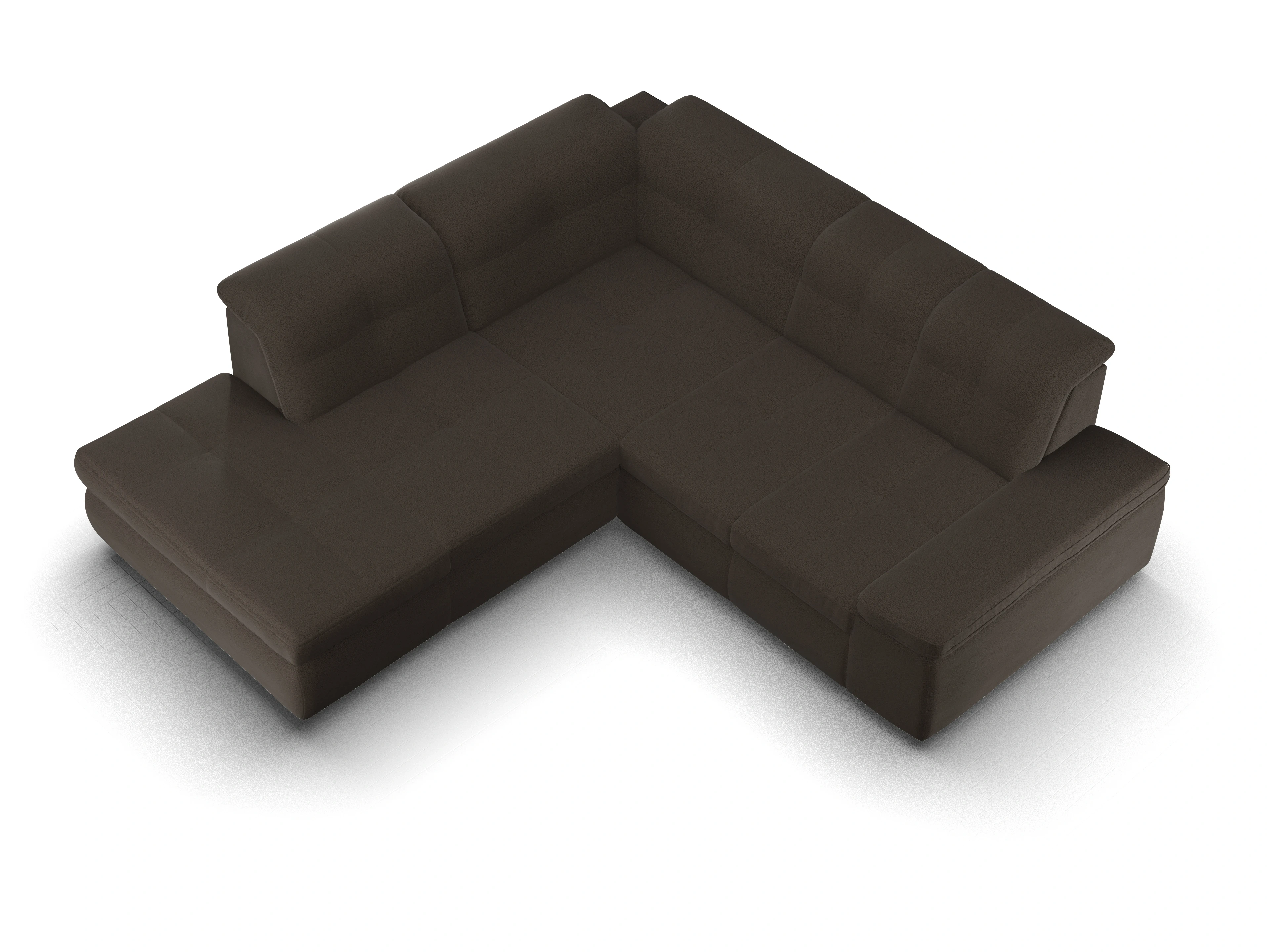 Ansicht des Produktes SC Smart 1001 Ecksofa links Abschluss offen in Stoff Braun