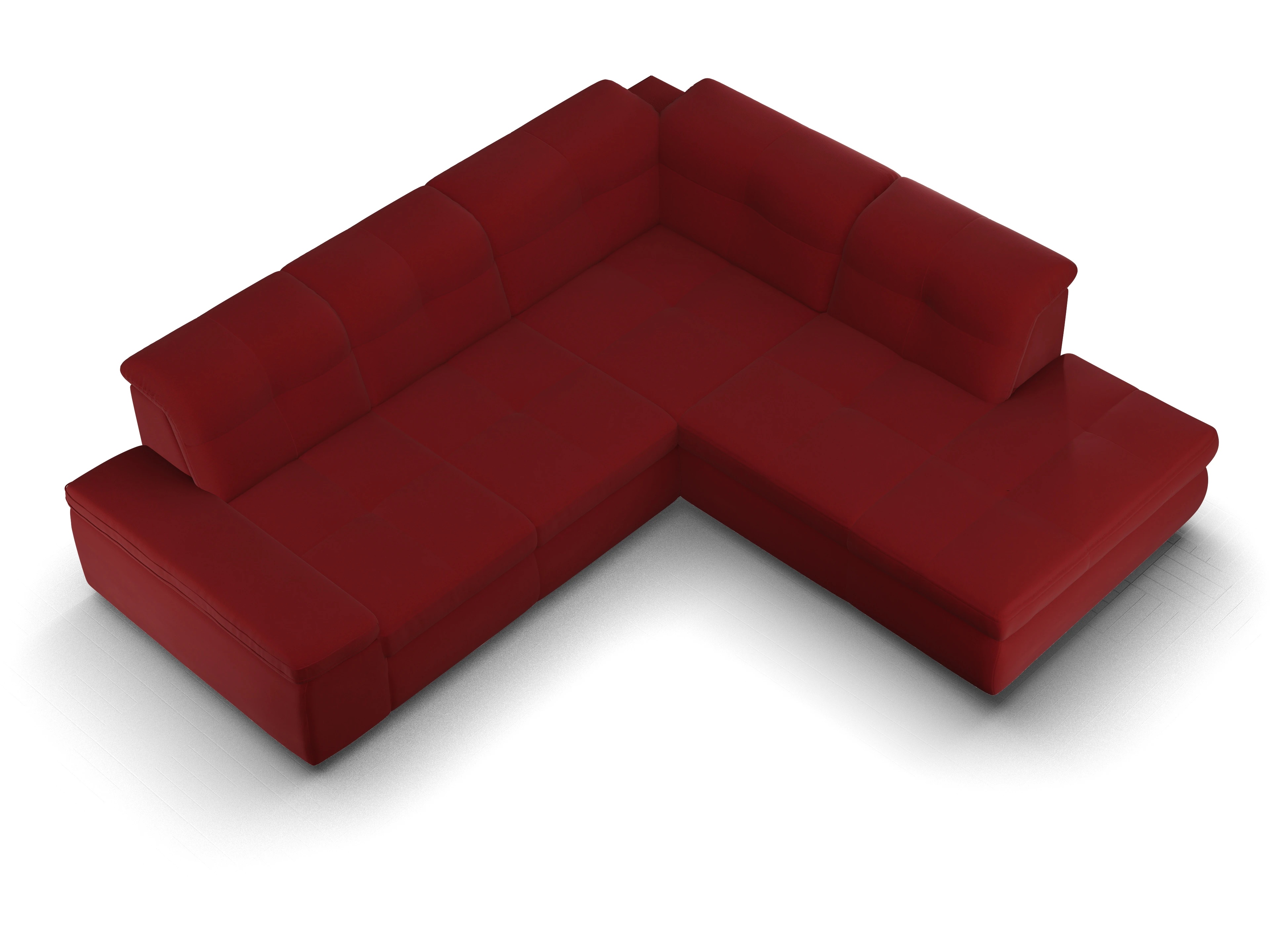 Ansicht des Produktes SC Smart 1001 Ecksofa rechts Abschluss offen in Stoff Rot