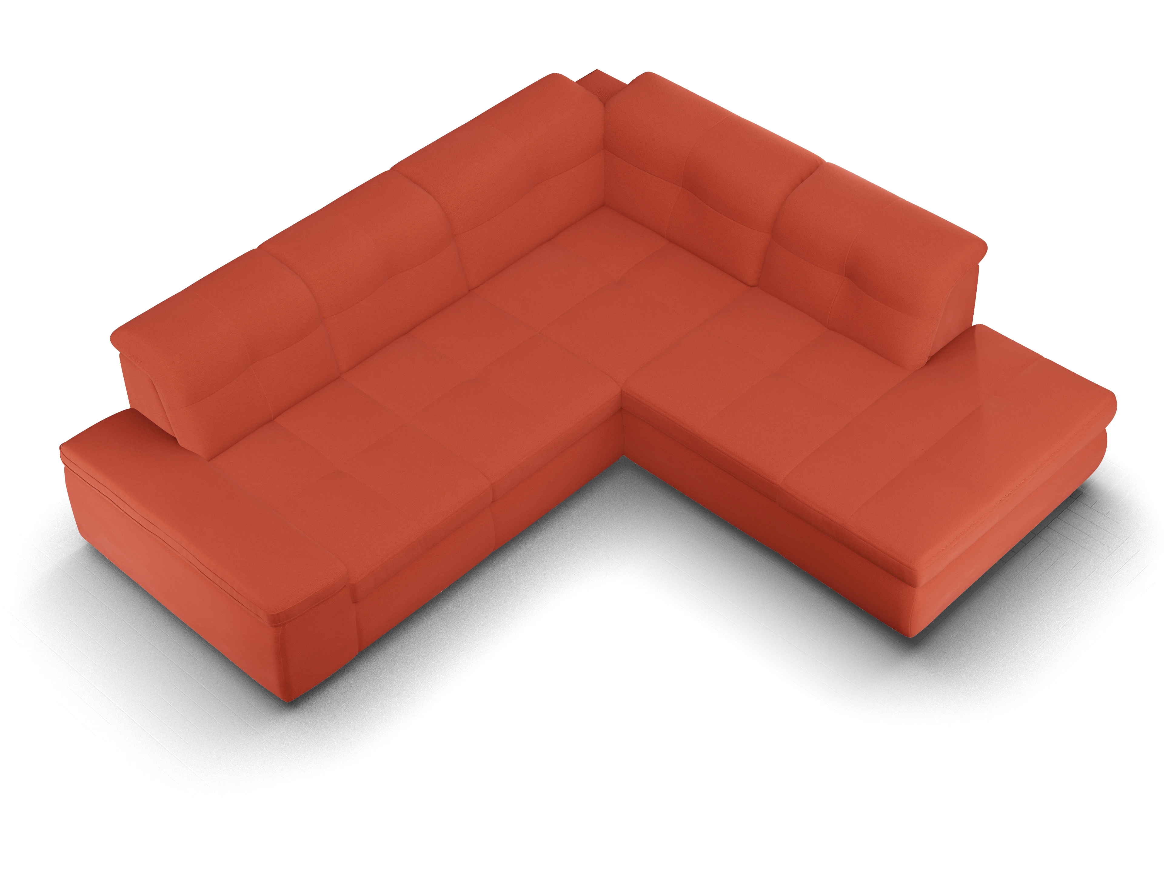Ansicht des Produktes SC Smart 1001 Ecksofa rechts Abschluss offen in Stoff Orange