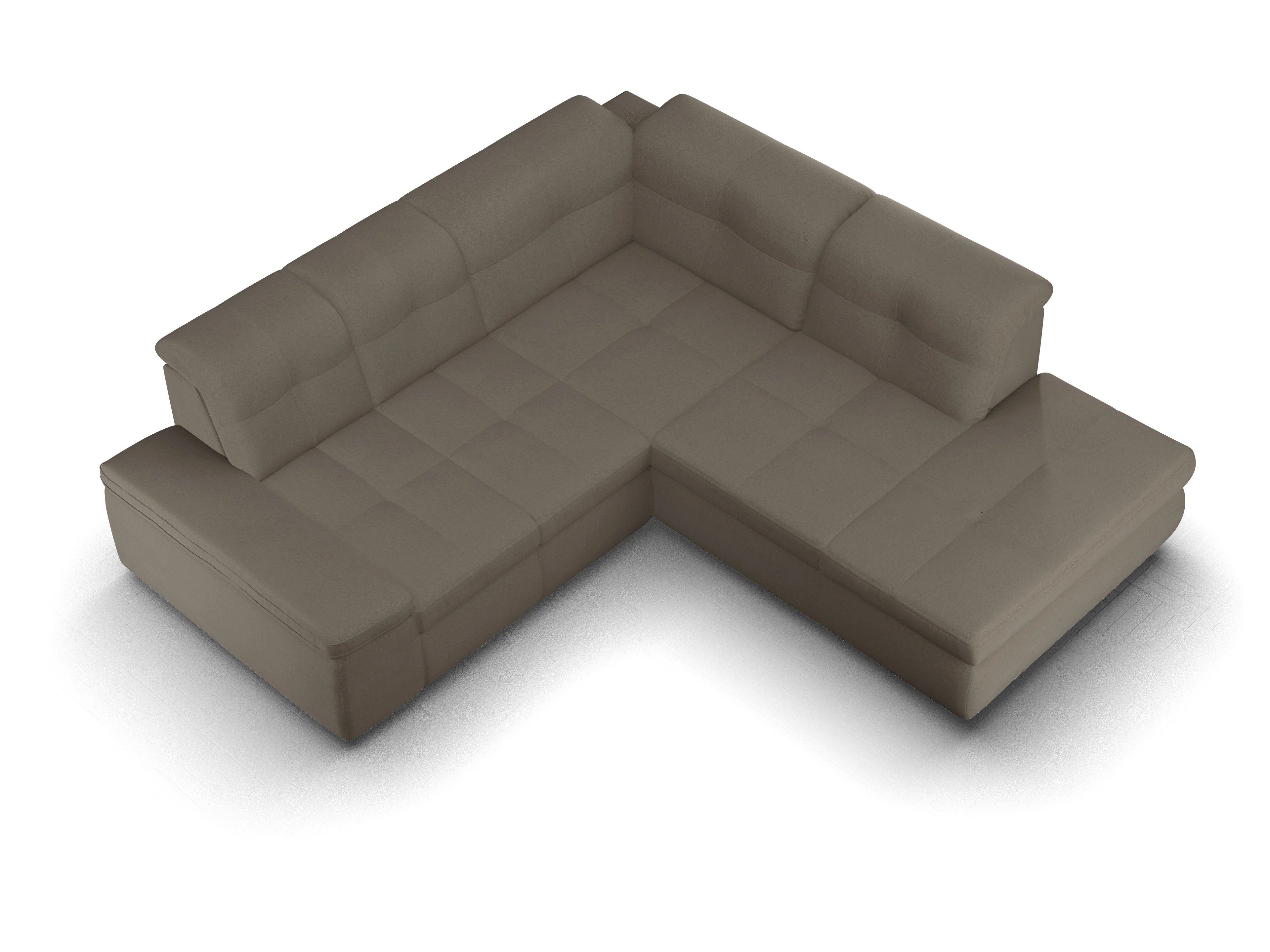 Sitz Concept smart 1001 Ecksofa 1,5Aho SE Small R Ansicht des Produktes SC Smart 1001 Ecksofa rechts Abschluss offen in Stoff Grau