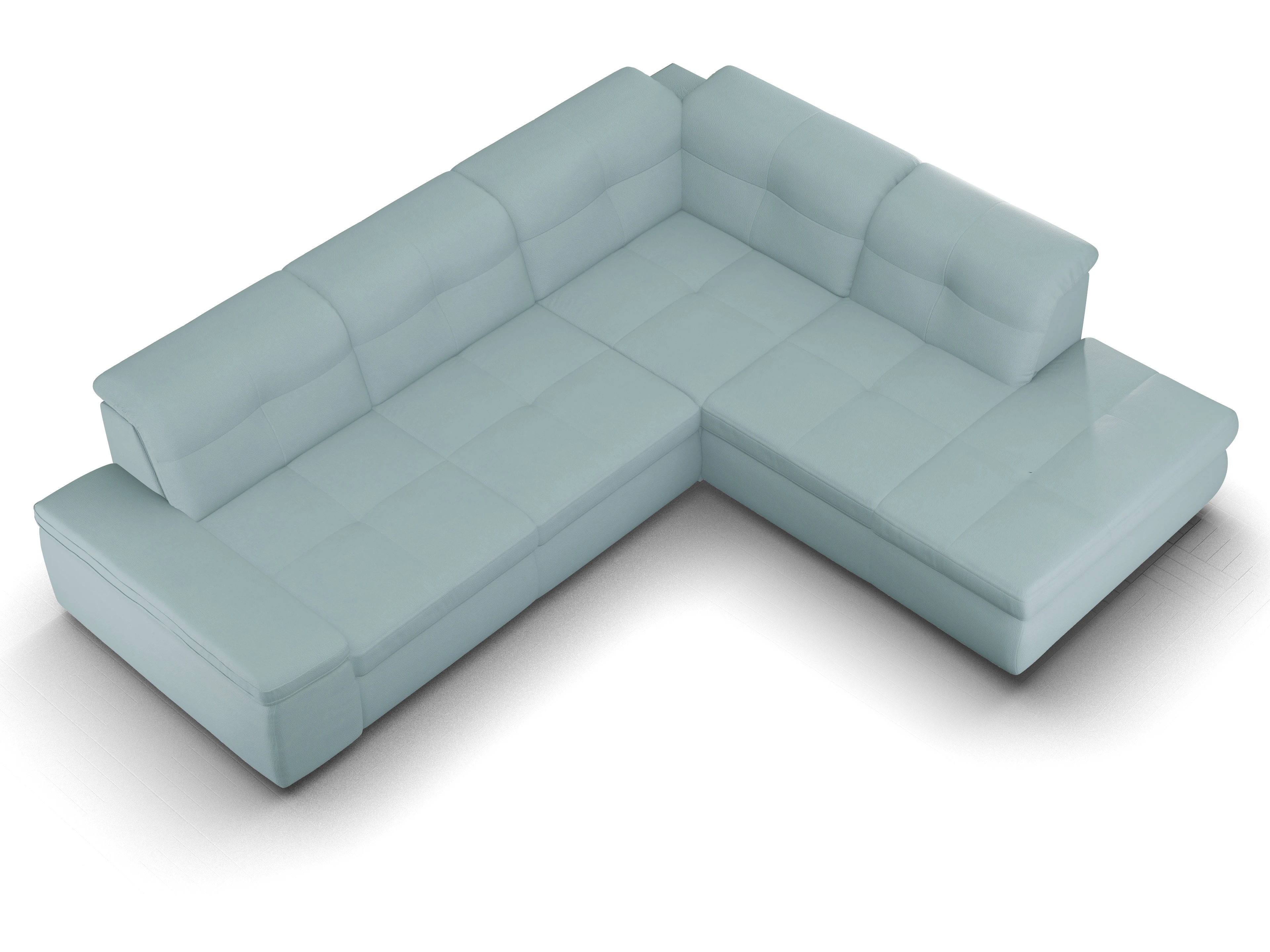 Sitz Concept smart 1001 Ecksofa 1,5Aho SE Large R Ansicht des Produktes SC Smart 1001 Ecksofa rechts Abschluss offen in Stoff Blau
