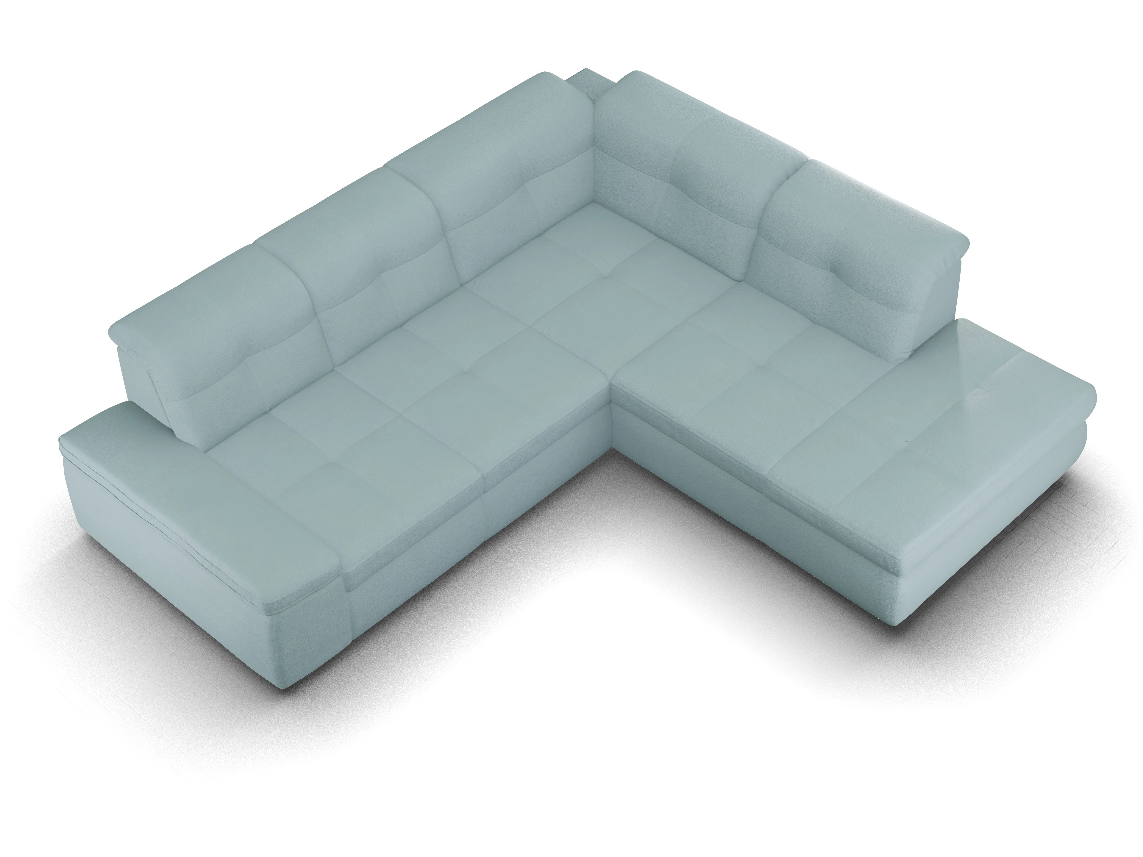 Sitz Concept smart 1001 Ecksofa 1,5Aho SE Medium R Ansicht des Produktes SC Smart 1001 Ecksofa rechts Abschluss offen in Stoff Blau