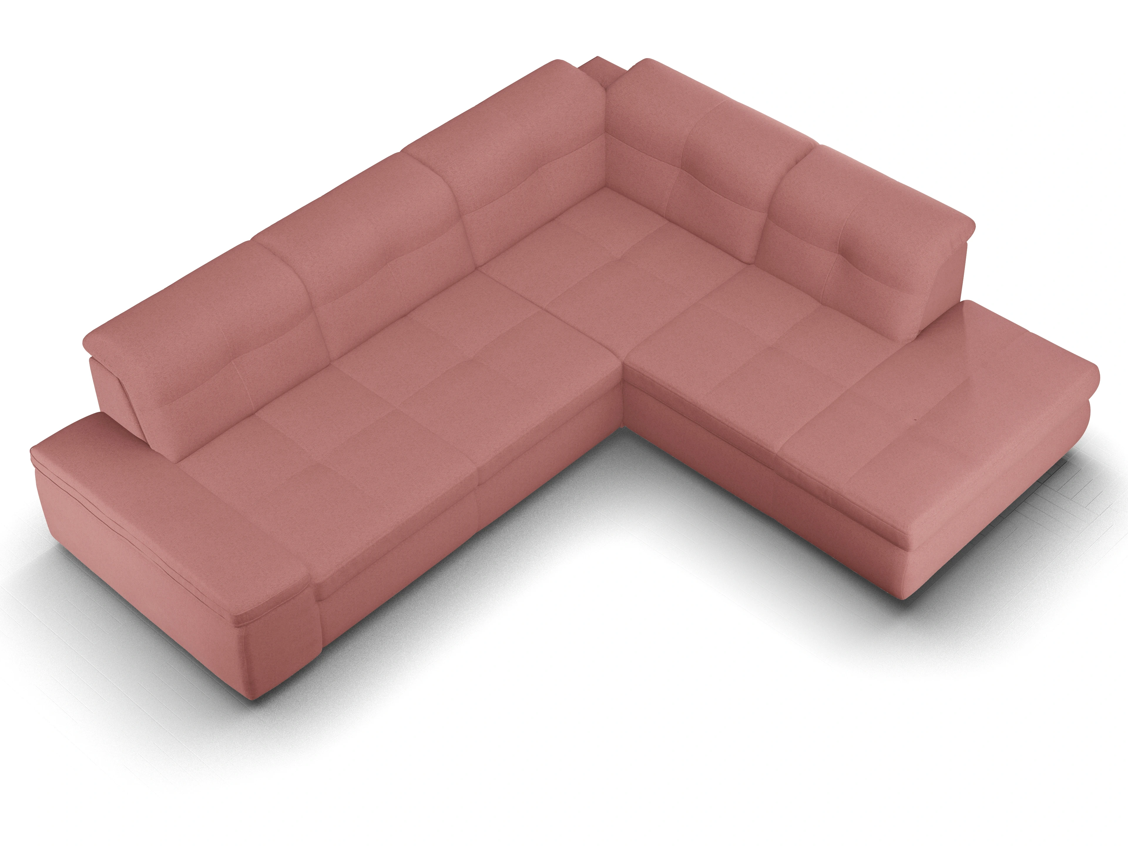 Ansicht des Produktes SC Smart 1001 Ecksofa rechts Abschluss offen in Stoff Rosa