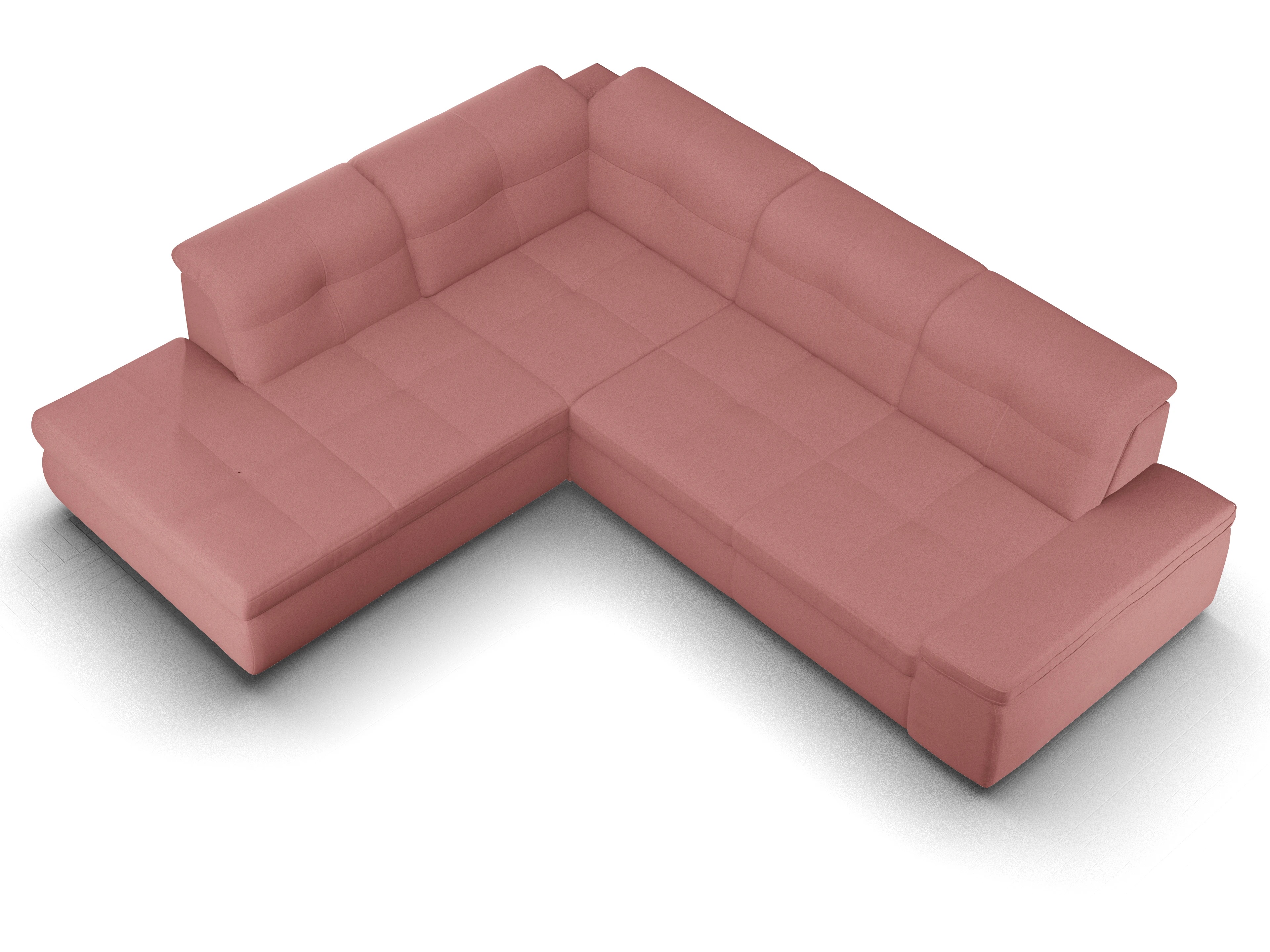 Ansicht des Produktes SC Smart 1001 Ecksofa links Abschluss offen in Stoff Rosa