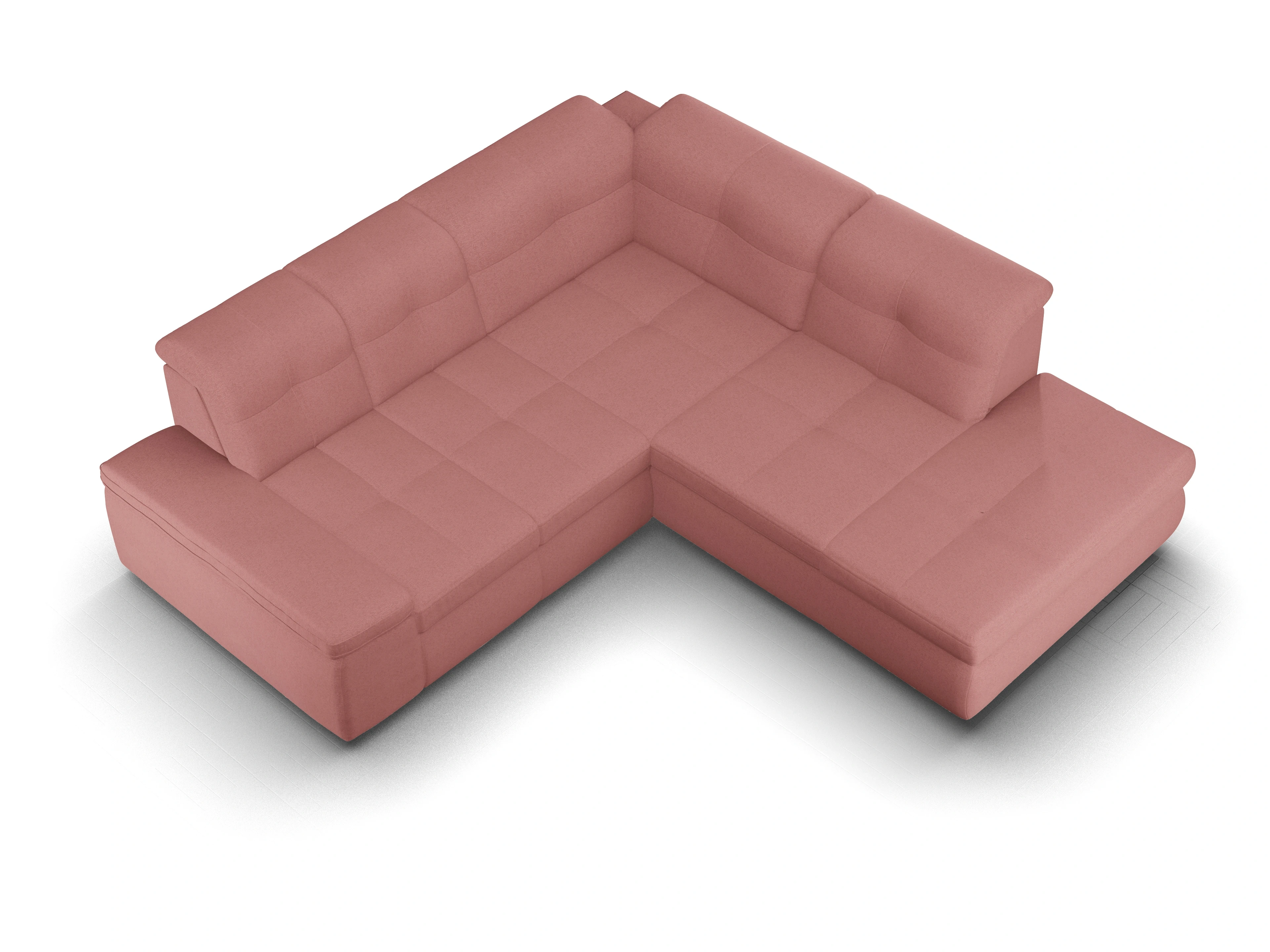 Ansicht des Produktes SC Smart 1001 Ecksofa rechts Abschluss offen in Stoff Rosa