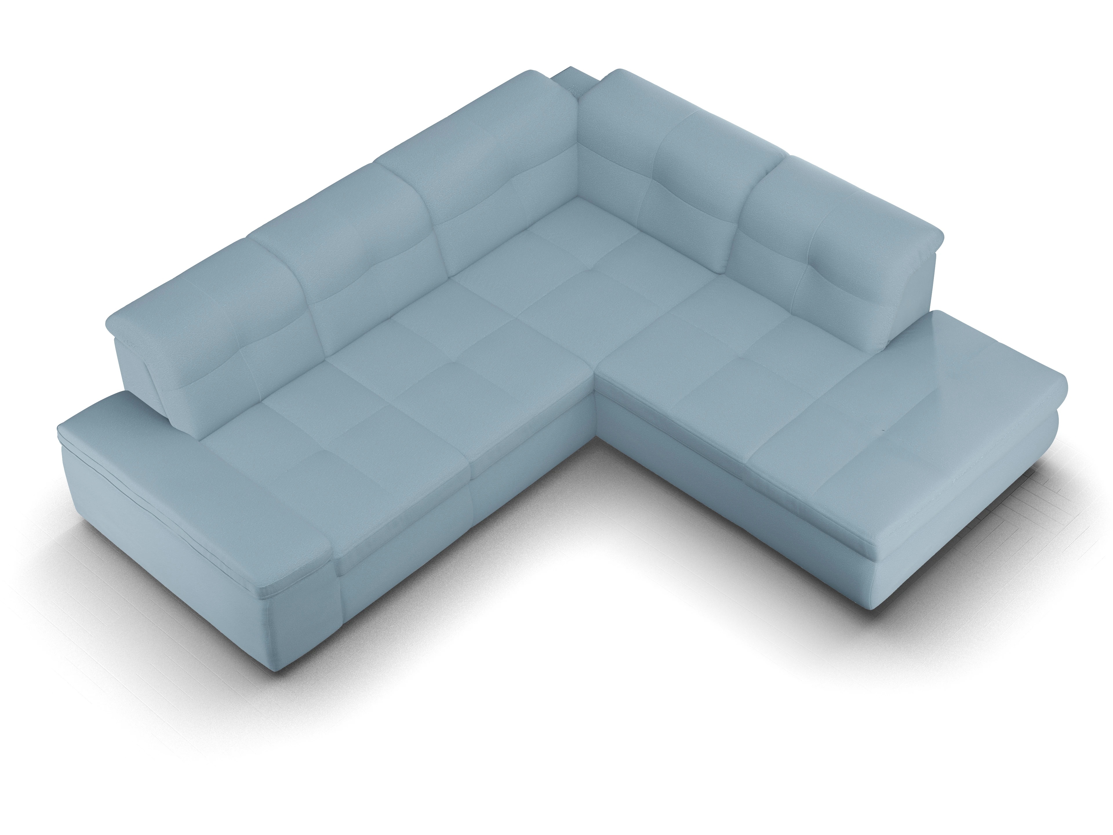 Ansicht des Produktes SC Smart 1001 Ecksofa rechts Abschluss offen in Stoff Blau