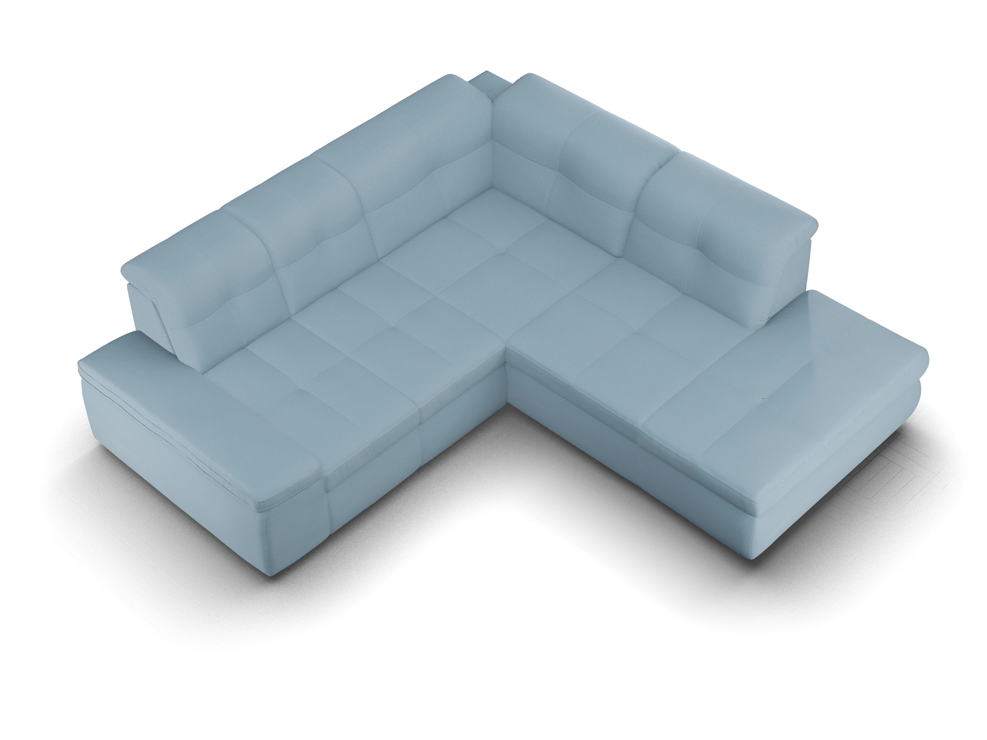 Ansicht des Produktes SC Smart 1001 Ecksofa rechts Abschluss offen in Stoff Blau