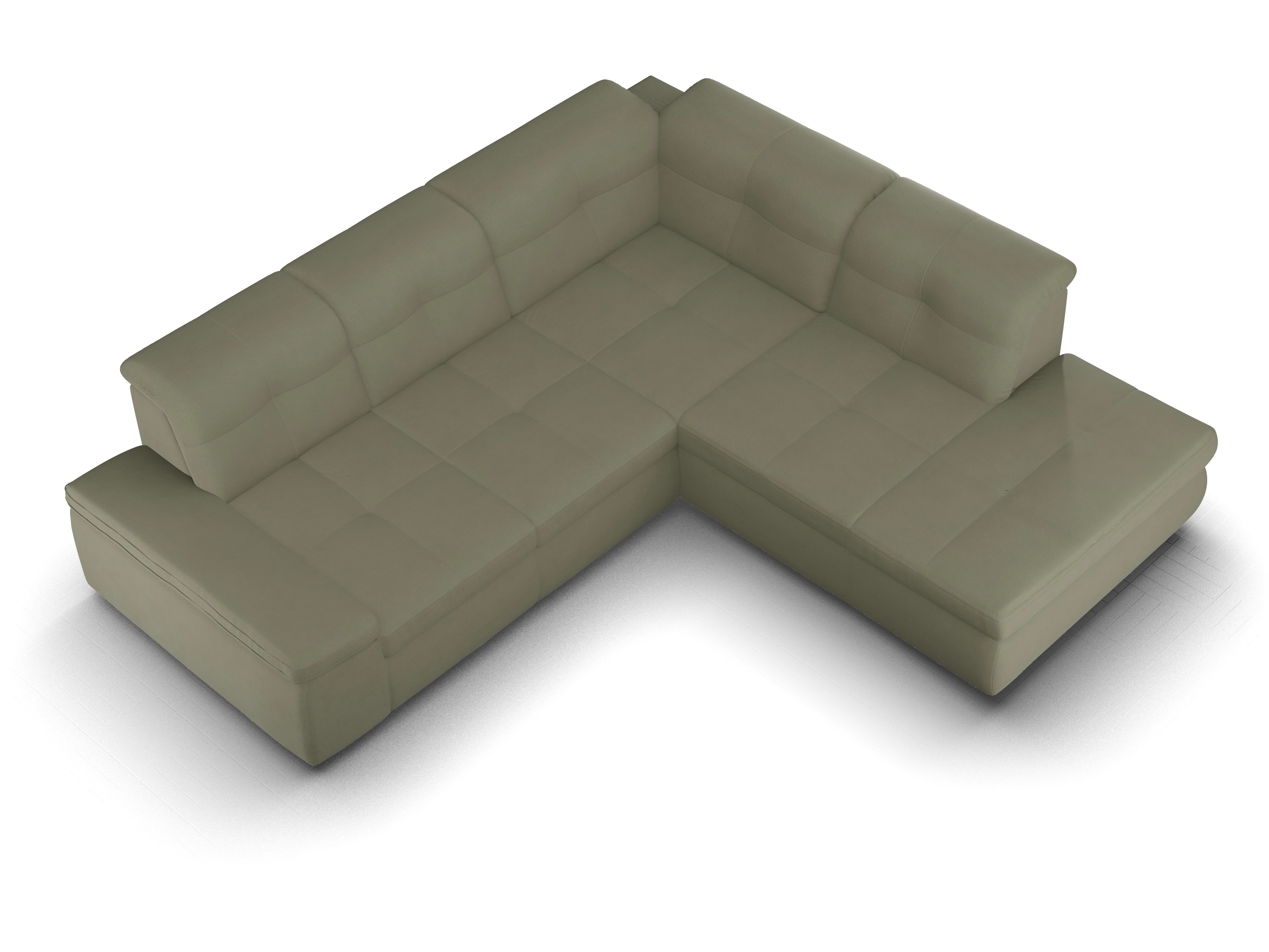 Sitz Concept smart 1001 Ecksofa 1,5Aho SE Medium R Ansicht des Produktes SC Smart 1001 Ecksofa rechts Abschluss offen in Stoff Grün