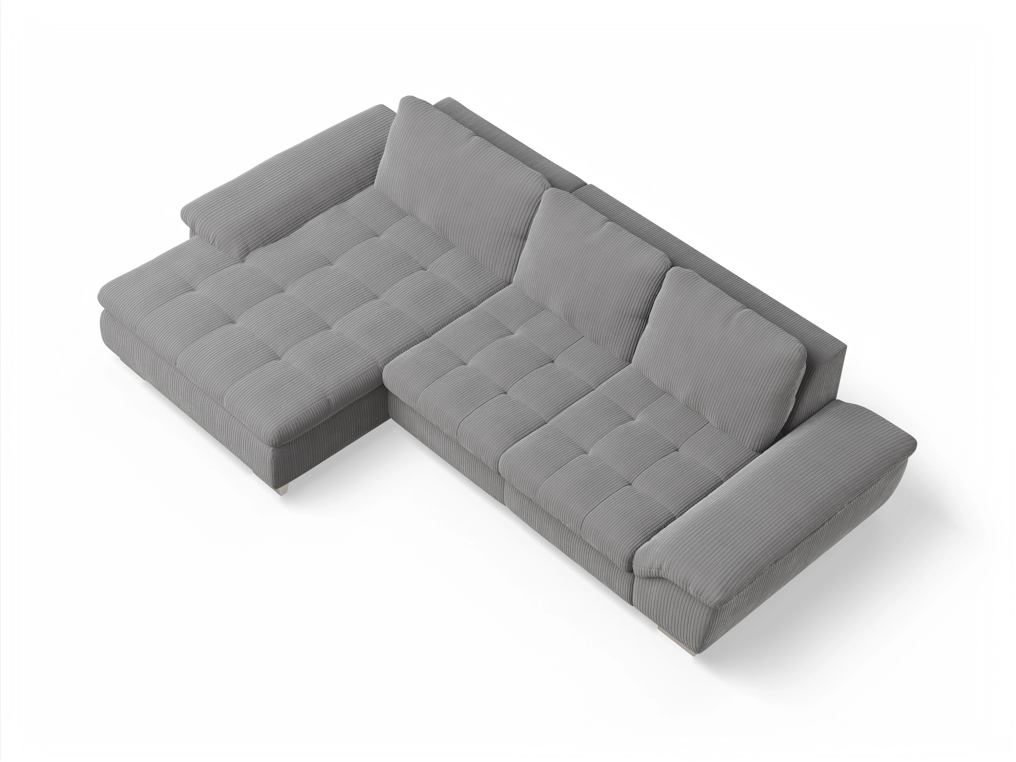 Sitz Concept smart 1007 Canape Medium L Ansicht des Produktes SC Smart 1007 Ecksofa links Abschluss offen in Stoff Grau