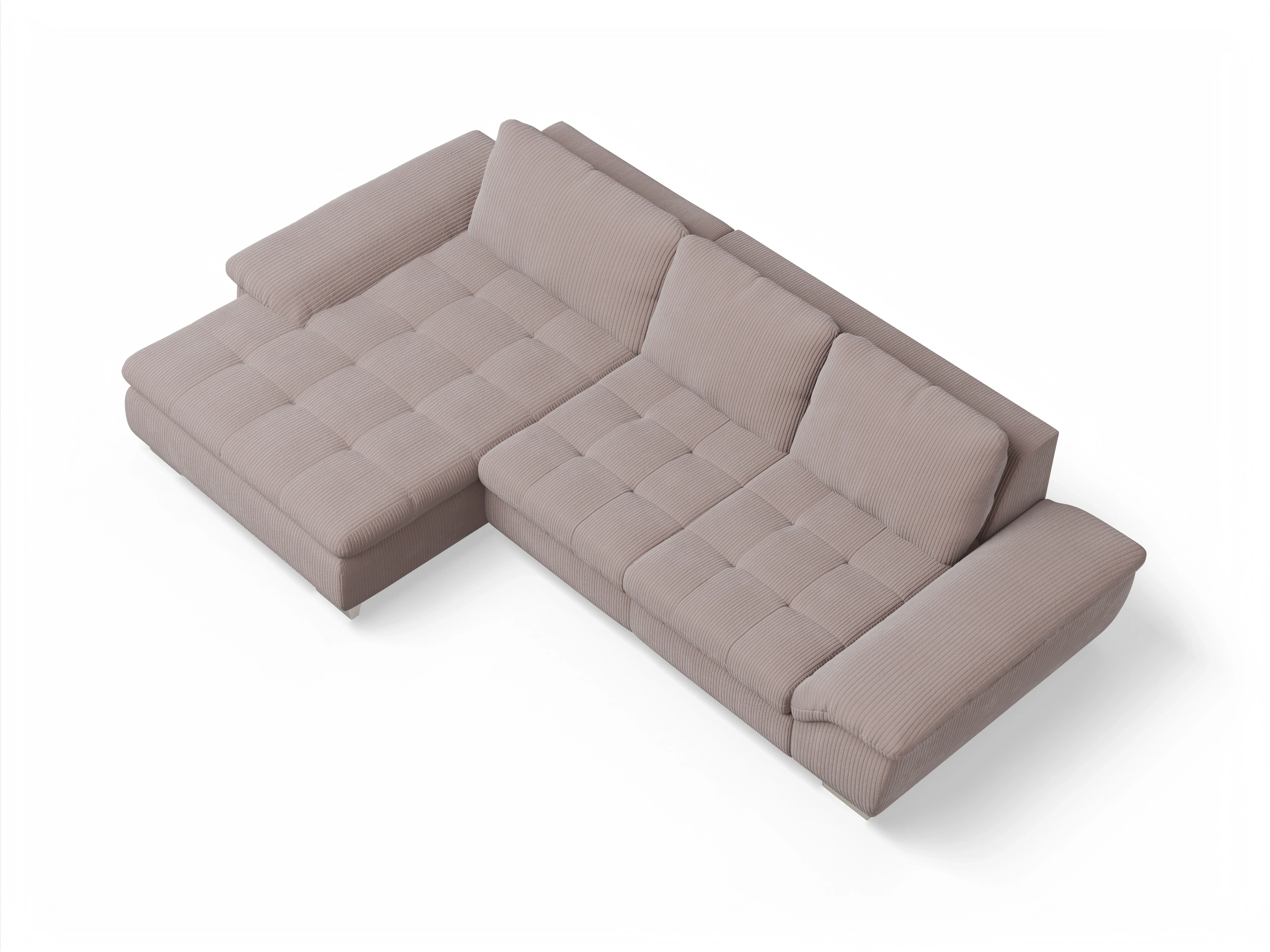 Ansicht des Produktes SC Smart 1007 Ecksofa links Abschluss offen in Stoff Rosa