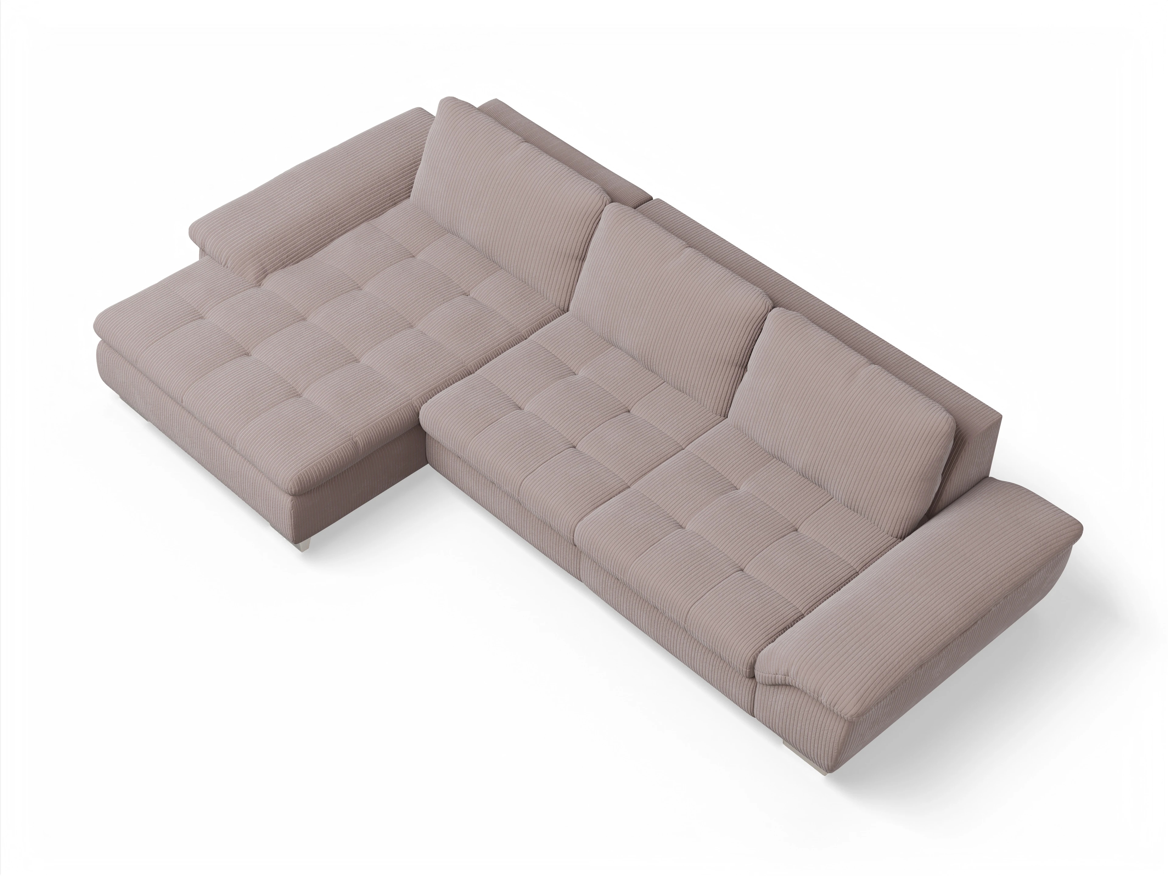 Ansicht des Produktes SC Smart 1007 Ecksofa links Abschluss offen in Stoff Rosa