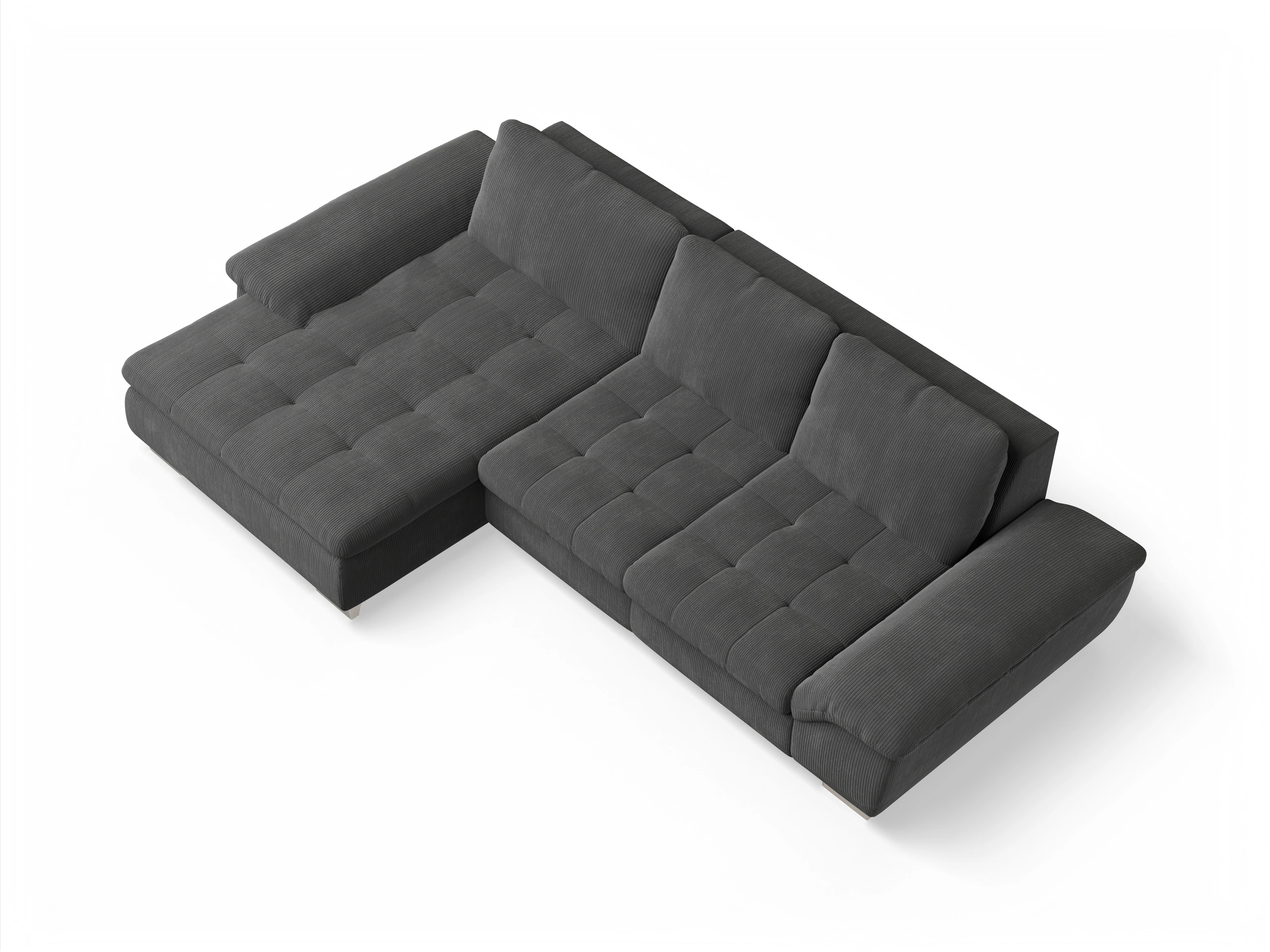 Sitz Concept smart 1007 Canape Medium L Ansicht des Produktes SC Smart 1007 Ecksofa links Abschluss offen in Stoff Grau