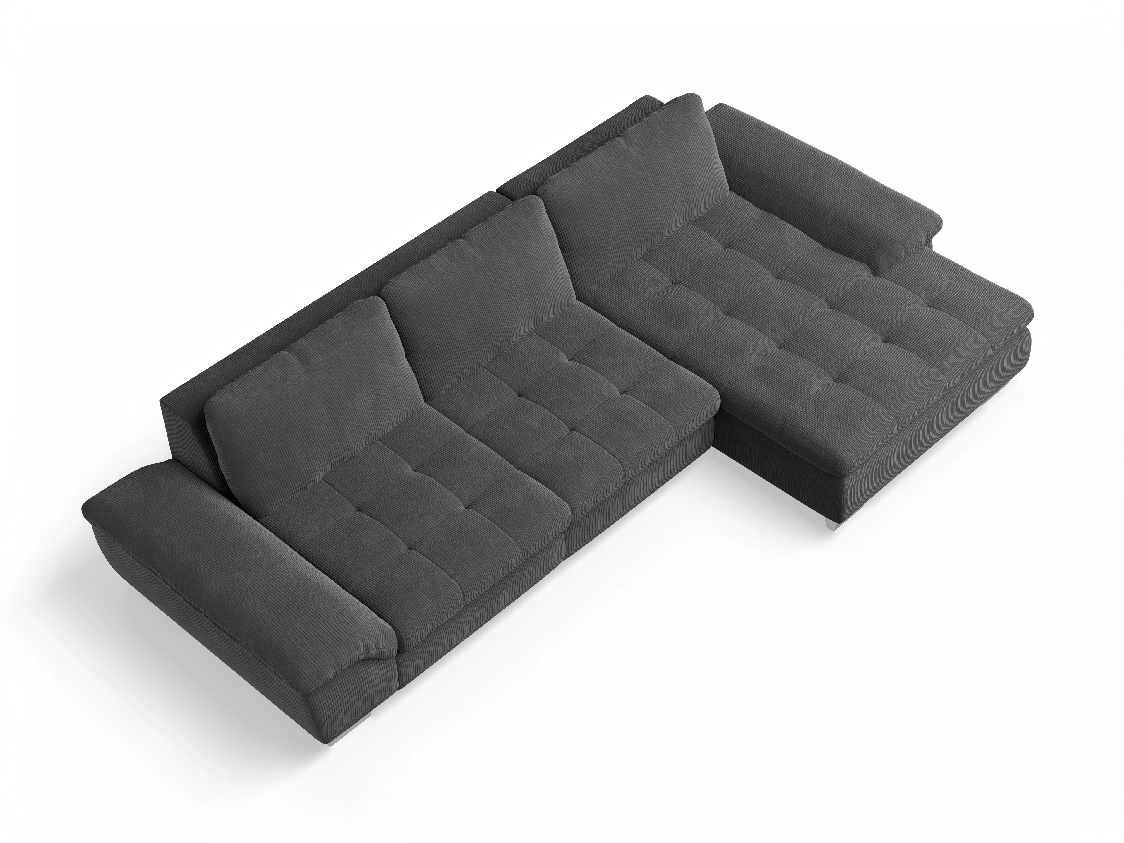 Ansicht des Produktes SC Smart 1007 Ecksofa rechts Abschluss offen in Stoff Grau
