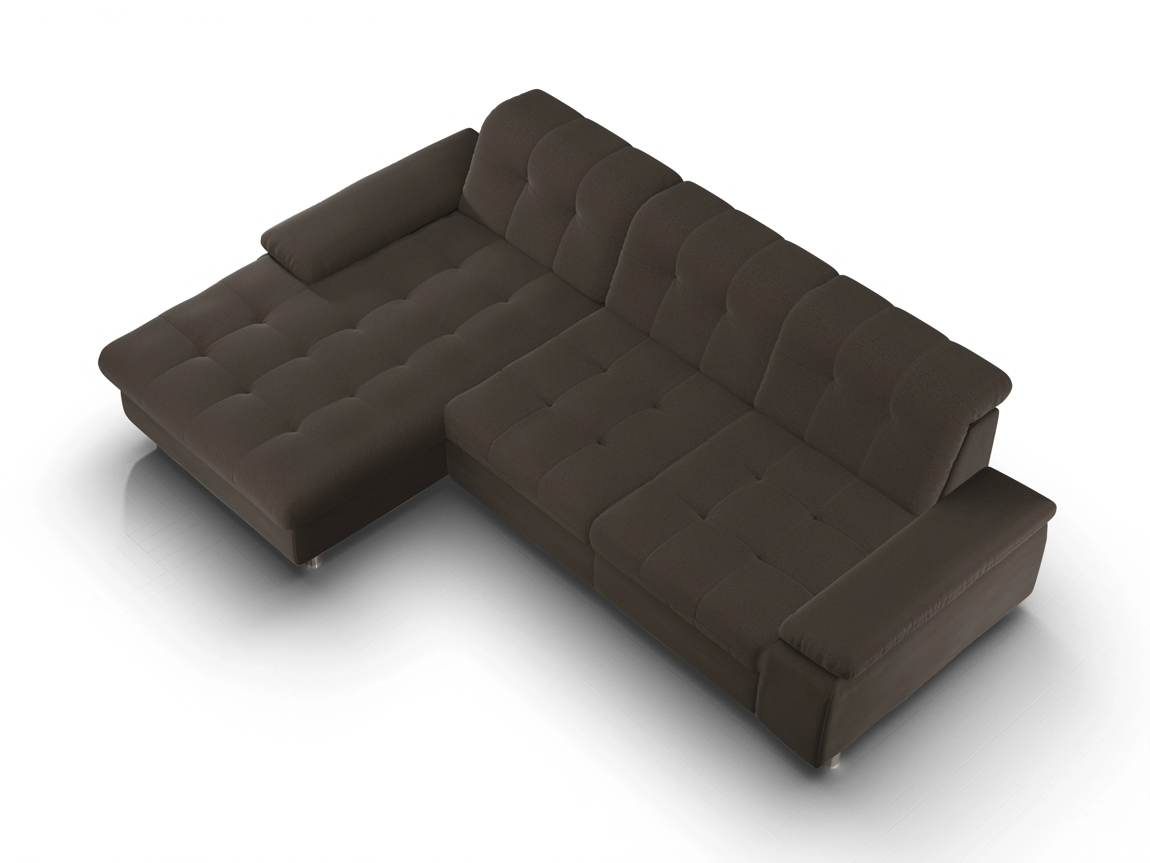 Ansicht des Produktes SC Smart 1012 Ecksofa links Abschluss offen in Stoff Braun