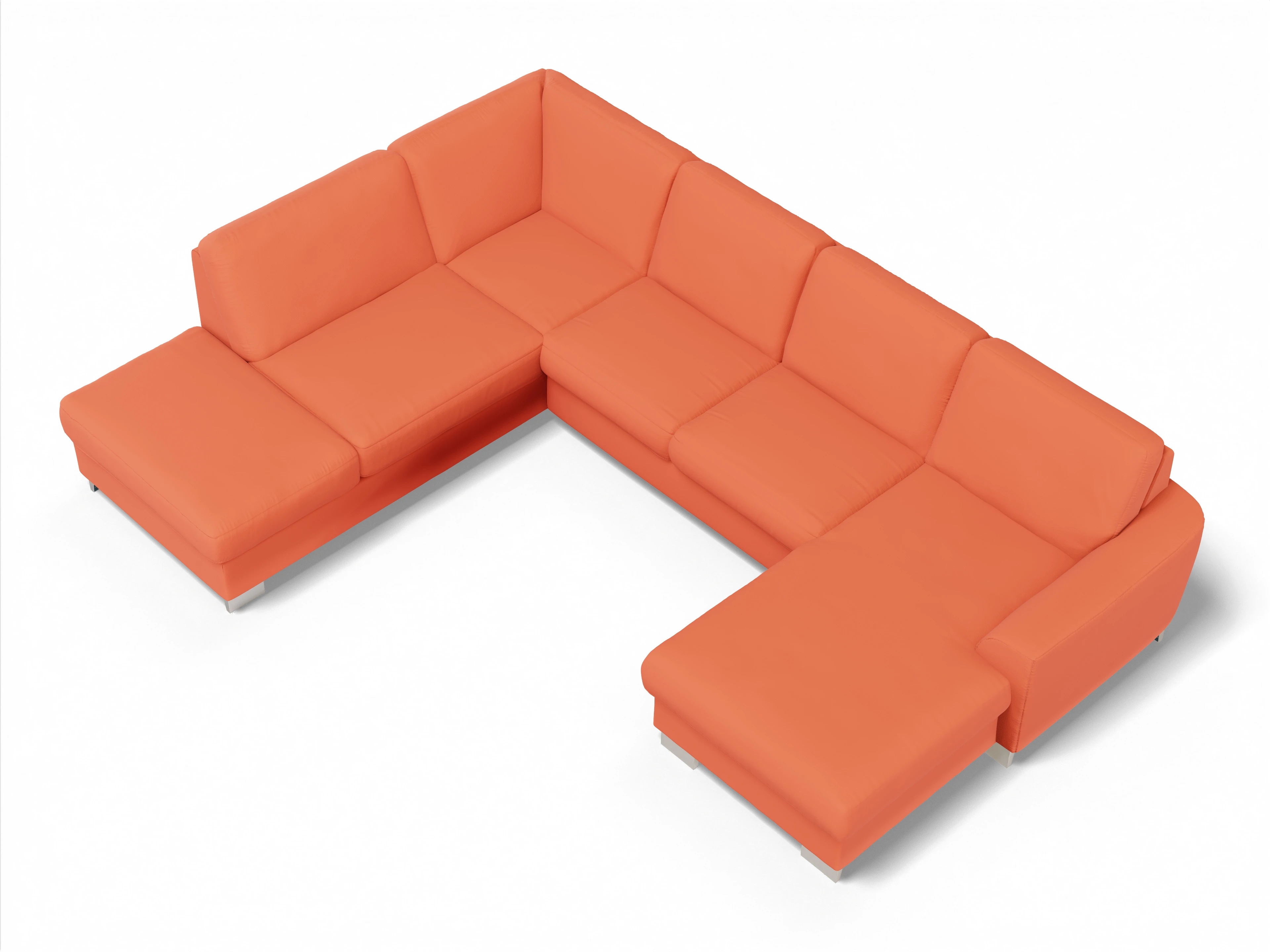 Ansicht des Produktes SC Family 1028 Wohnlandschaft offen beidseitig in Stoff Orange