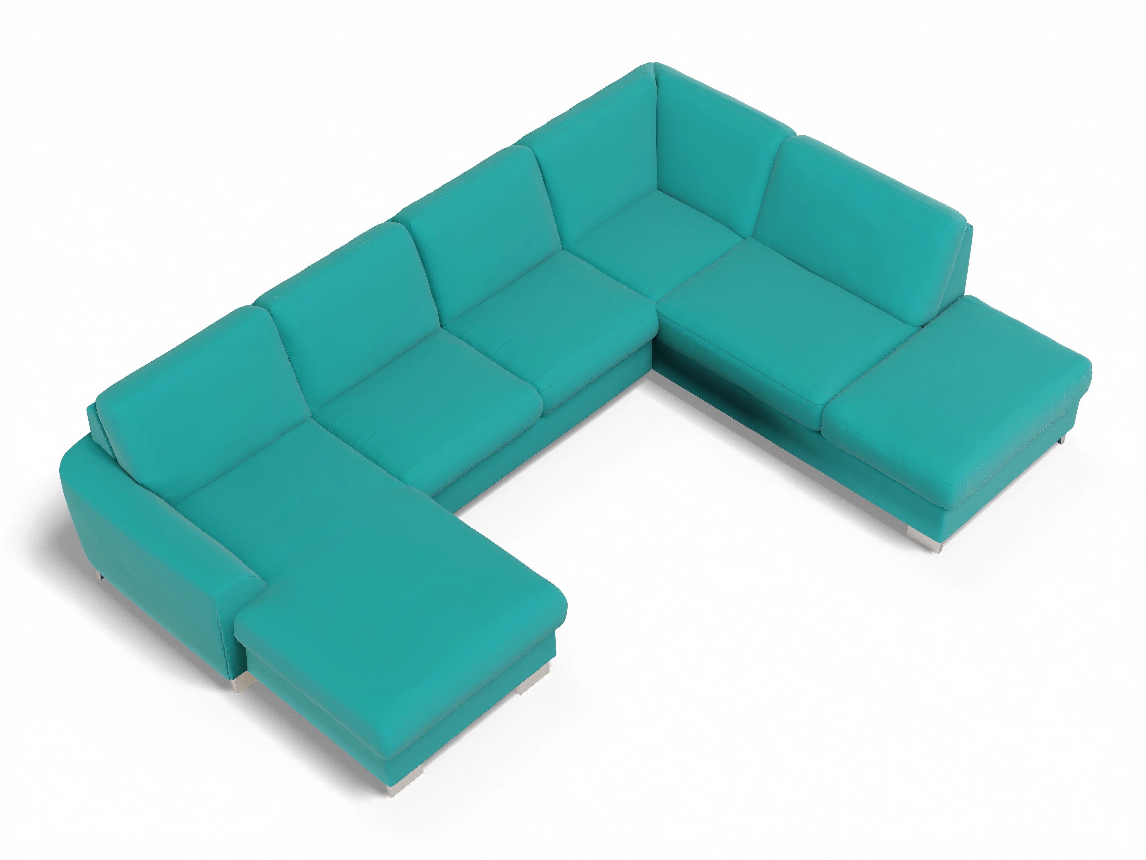 Ansicht des Produktes SC Family 1028 Wohnlandschaft offen beidseitig in Stoff Blau