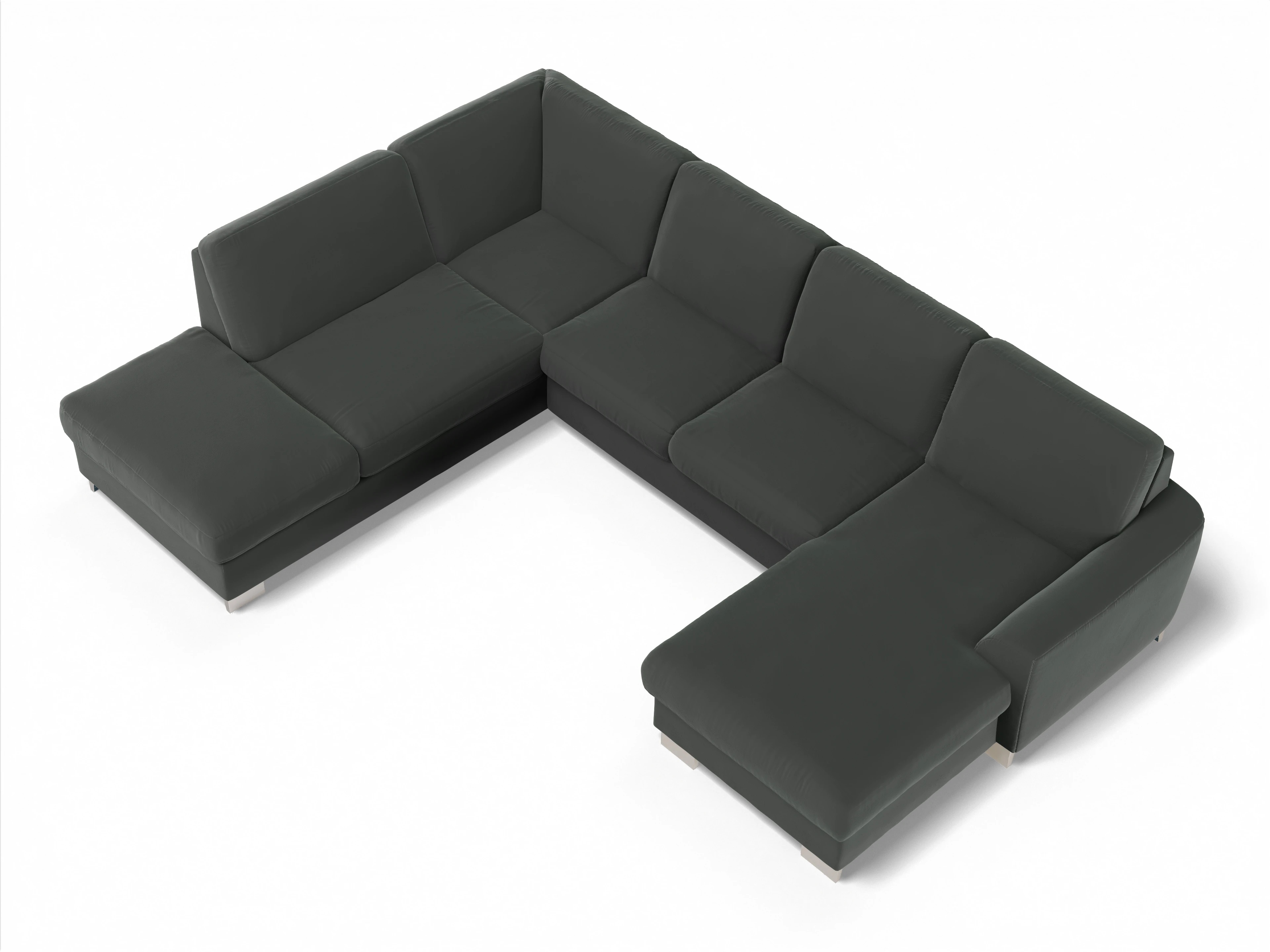 Ansicht des Produktes SC Family 1028 Wohnlandschaft offen beidseitig in Stoff Schwarz