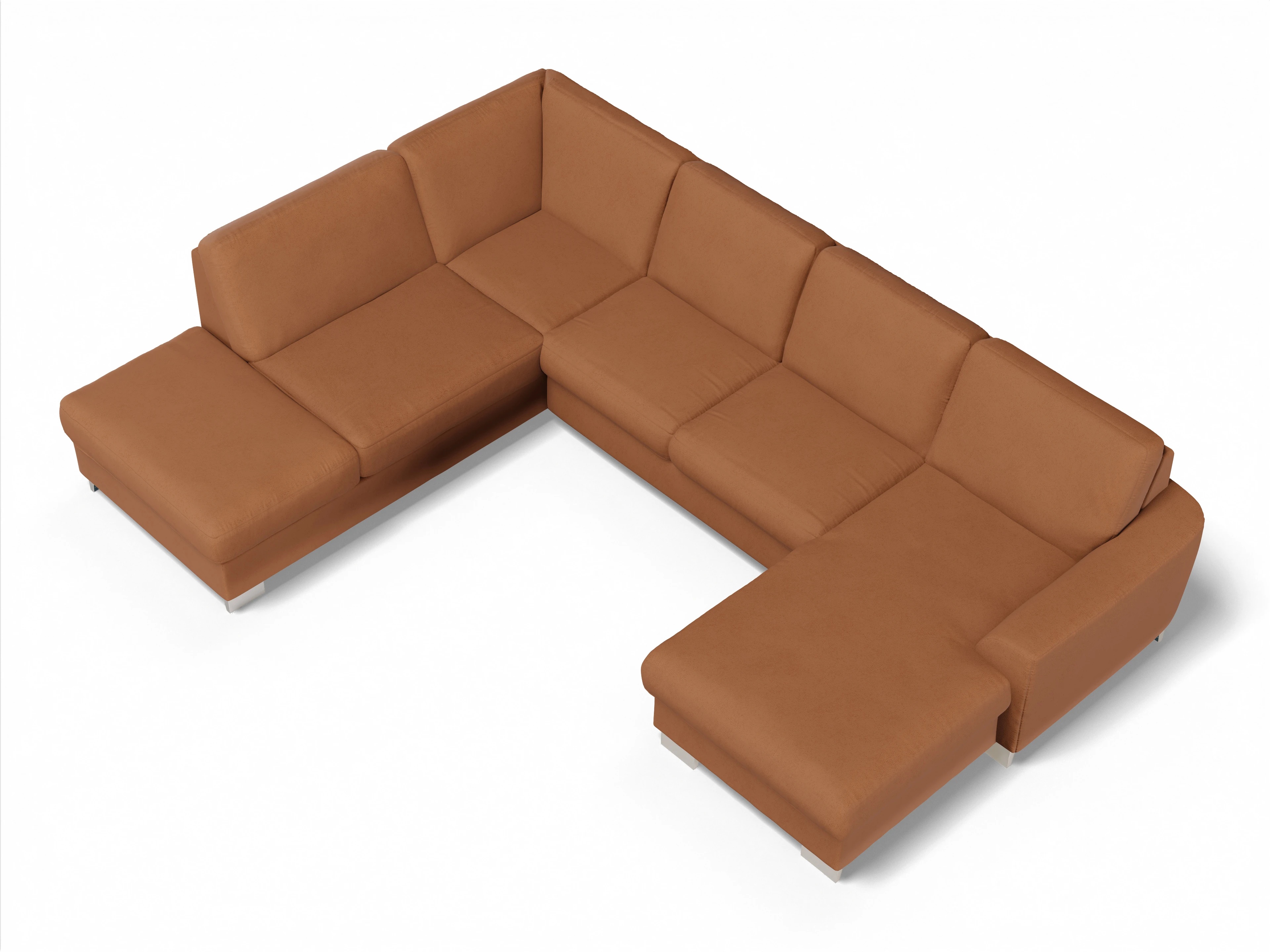 Ansicht des Produktes SC Family 1028 Wohnlandschaft offen beidseitig in Stoff Braun