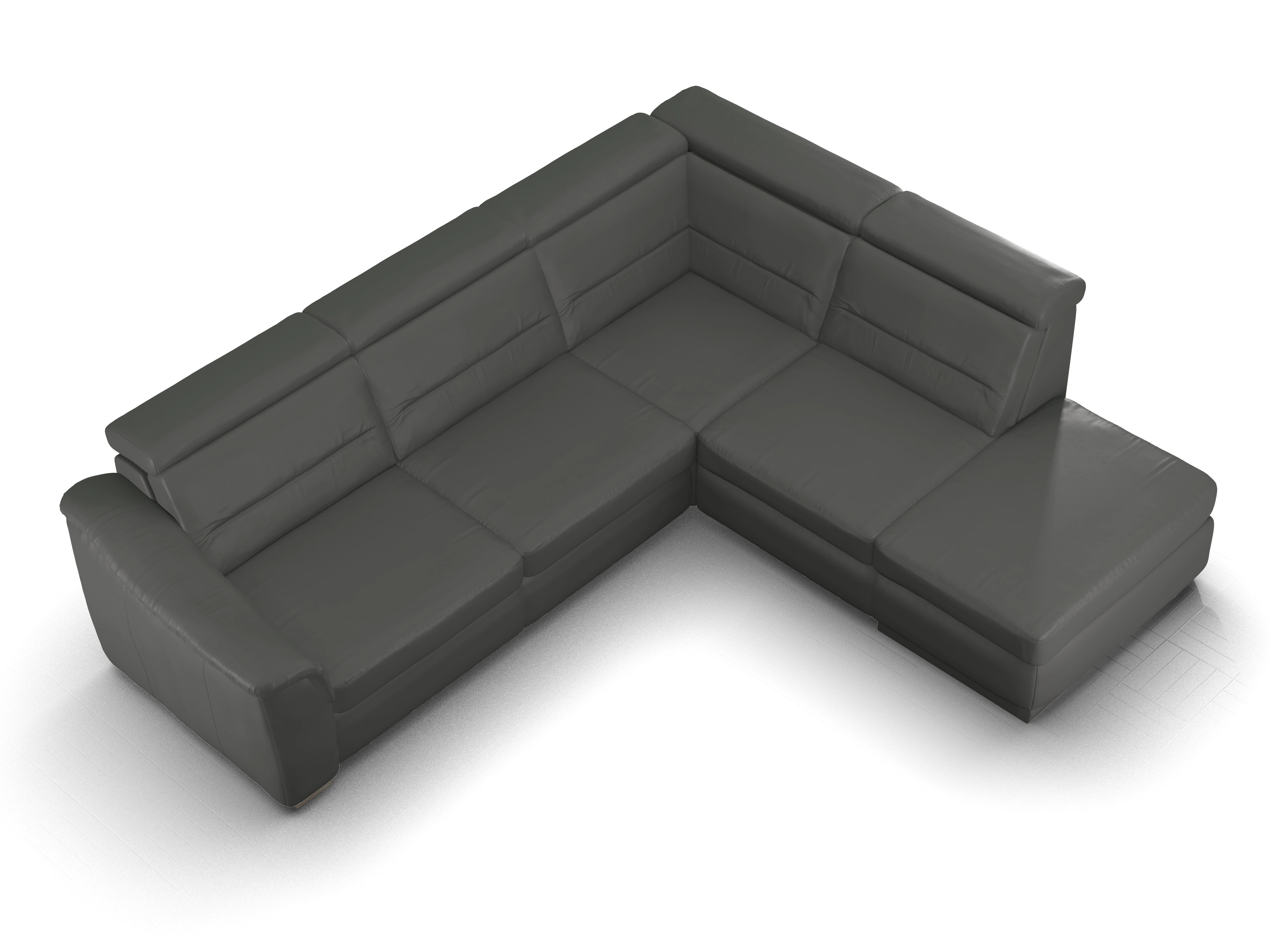 Ansicht des Produktes SC Select 1008 Ecksofa rechts Abschluss offen in Leder Grau